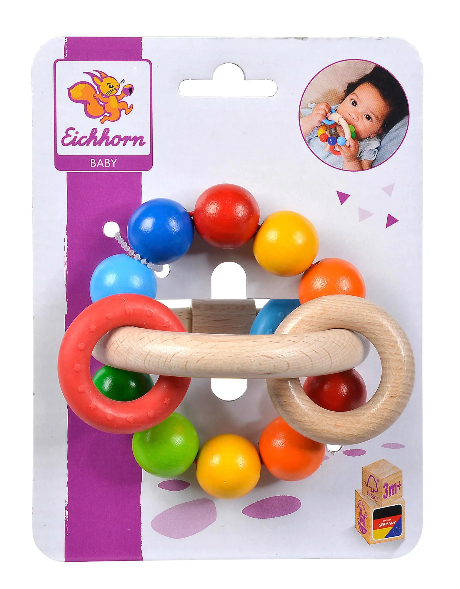 Eichhorn 100017040 - Baby 3D Greifling, 9,5x9cm, FSC 100% Zertifiziertes Buchenholz Bunt - Image 2
