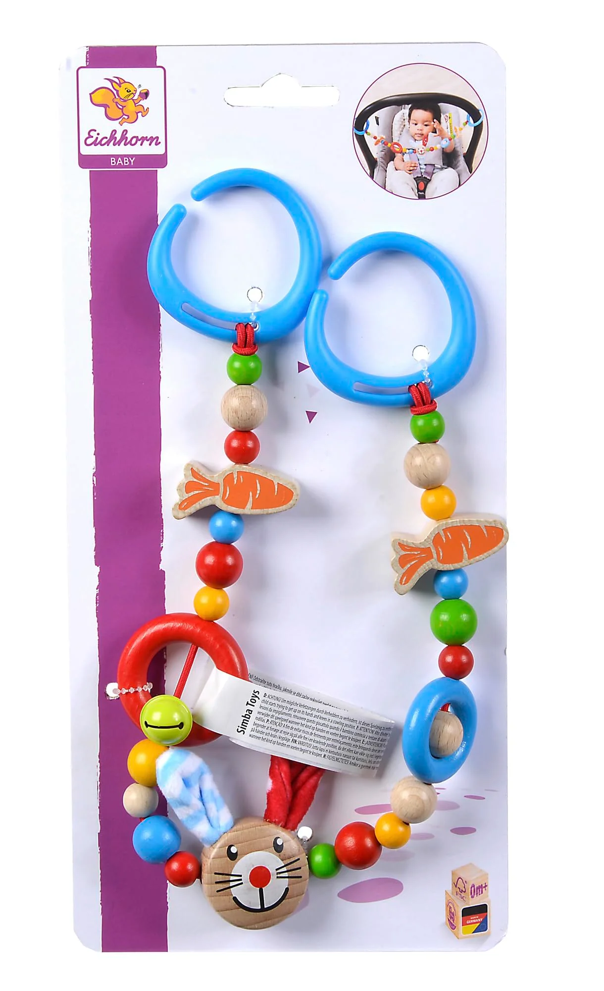 Eichhorn - Baby Wagenkette mit Hasenmotiv, 50cm lang, aus 100 Prozent FSC zertifiziertem Buchenholz, für Kinder bereits ab den ersten Lebensmonaten geeignet - Image 2
