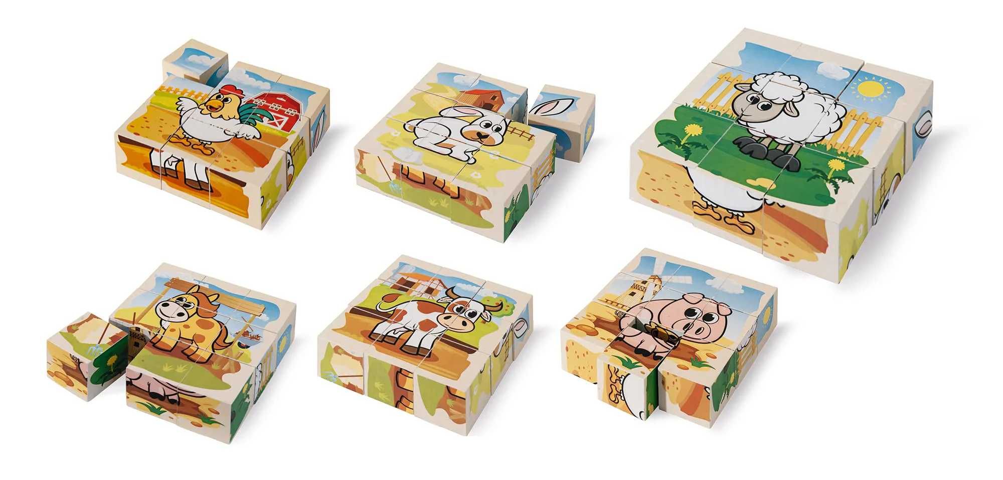 Eichhorn - Bilderwürfel Bauernhof, 9 Bausteine mit 6 Motiven, inkl. Vorlage, 9 teilig, 10,5x10,5 cm groß, aus 100 Prozent FSC zertifiziertem Kiefernholz, ab 2 Jahren - Image 10