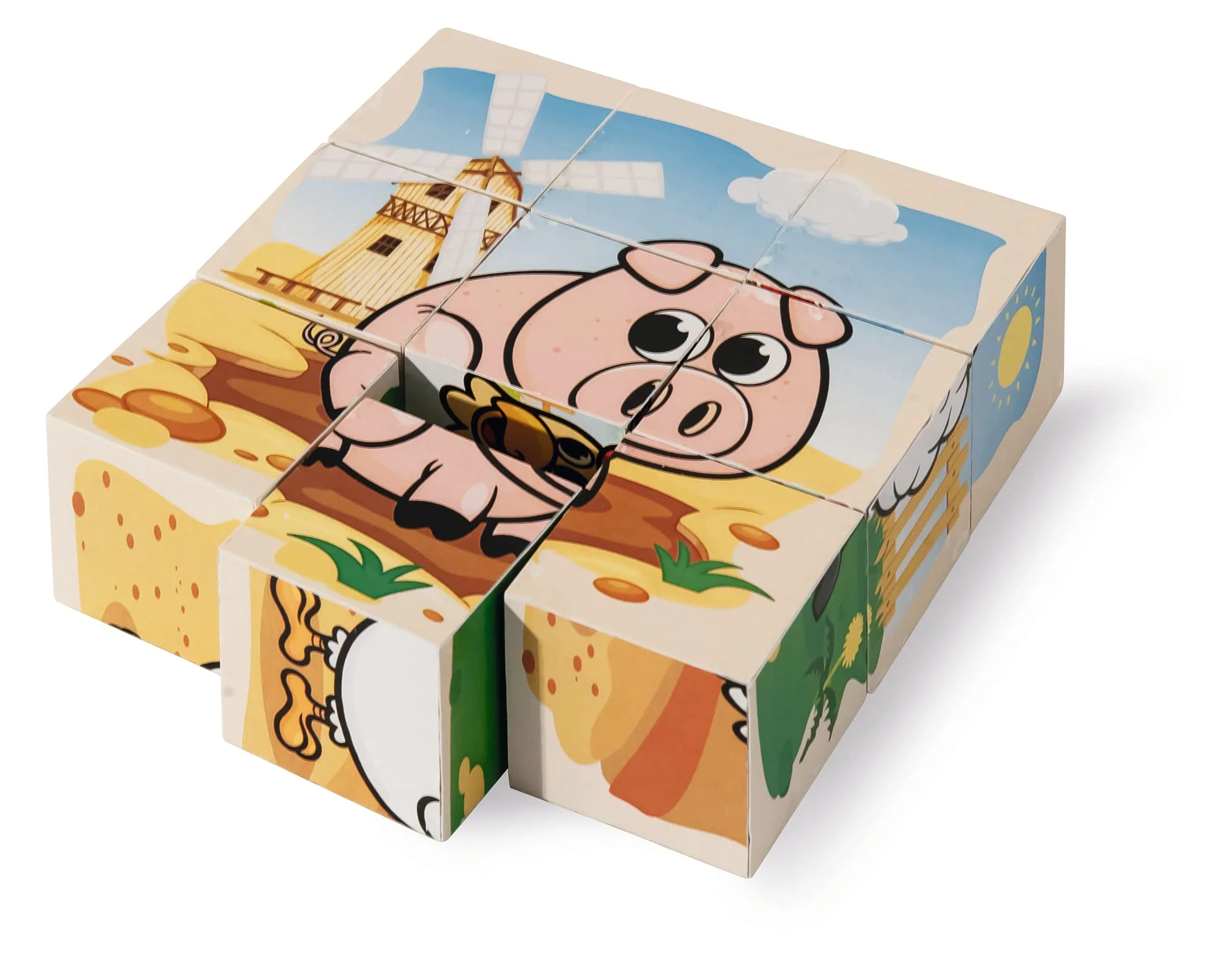 Eichhorn - Bilderwürfel Bauernhof, 9 Bausteine mit 6 Motiven, inkl. Vorlage, 9 teilig, 10,5x10,5 cm groß, aus 100 Prozent FSC zertifiziertem Kiefernholz, ab 2 Jahren - Image 4