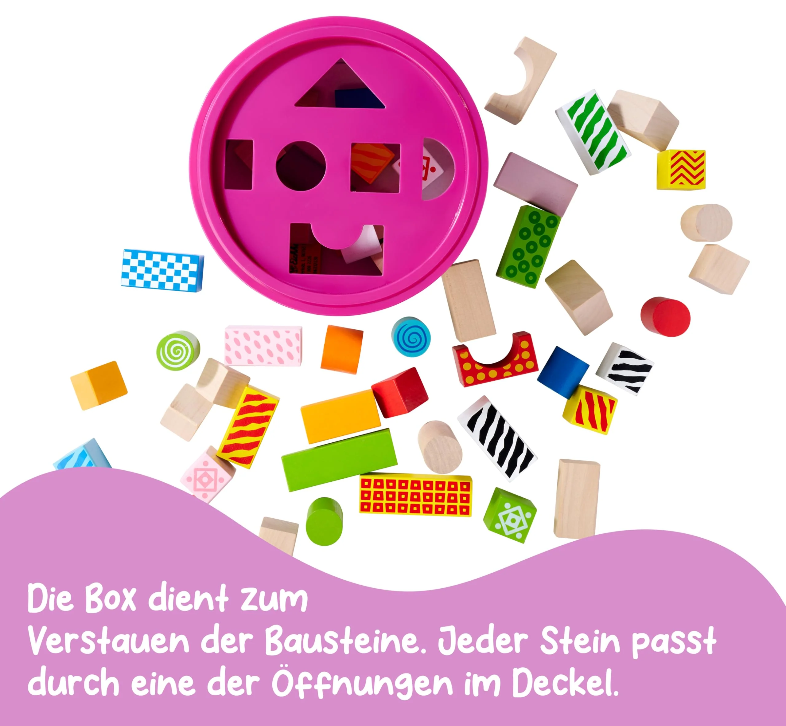 Eichhorn – bunte Holzbausteine – 50 Stück in Box, Bauklötze mit Bedruckung, aus Birkenholz, für Kinder und Babys ab 12 Monaten, Holzspielzeug, Verpackung kann variieren - Image 4