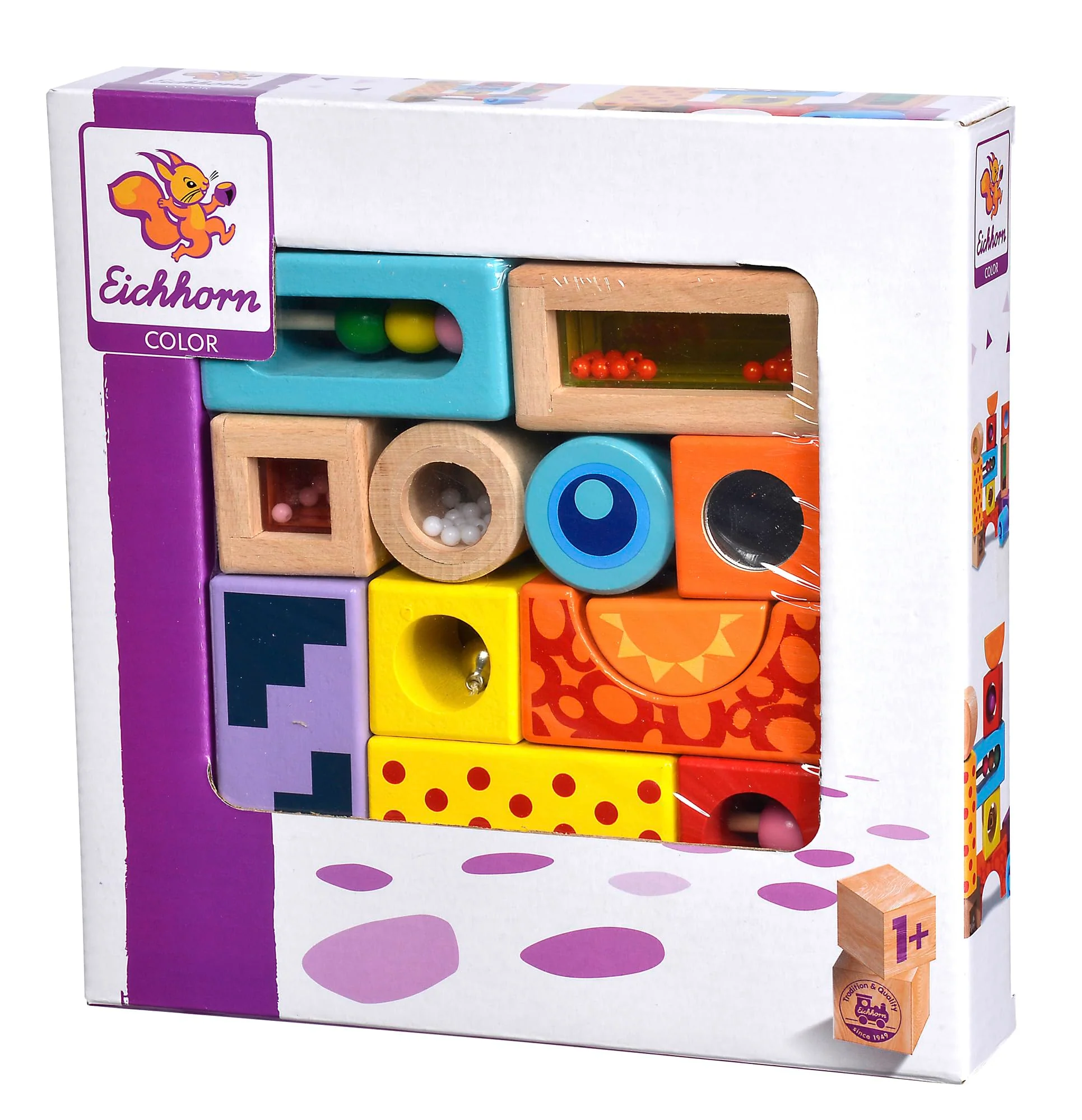 Eichhorn Klangbausteine 12 bunte Holzbausteine die Geräusche machen, für Kinder und Babys ab 12 Monaten, Holzspielzeug 100002240 Meerkleurig - Image 2