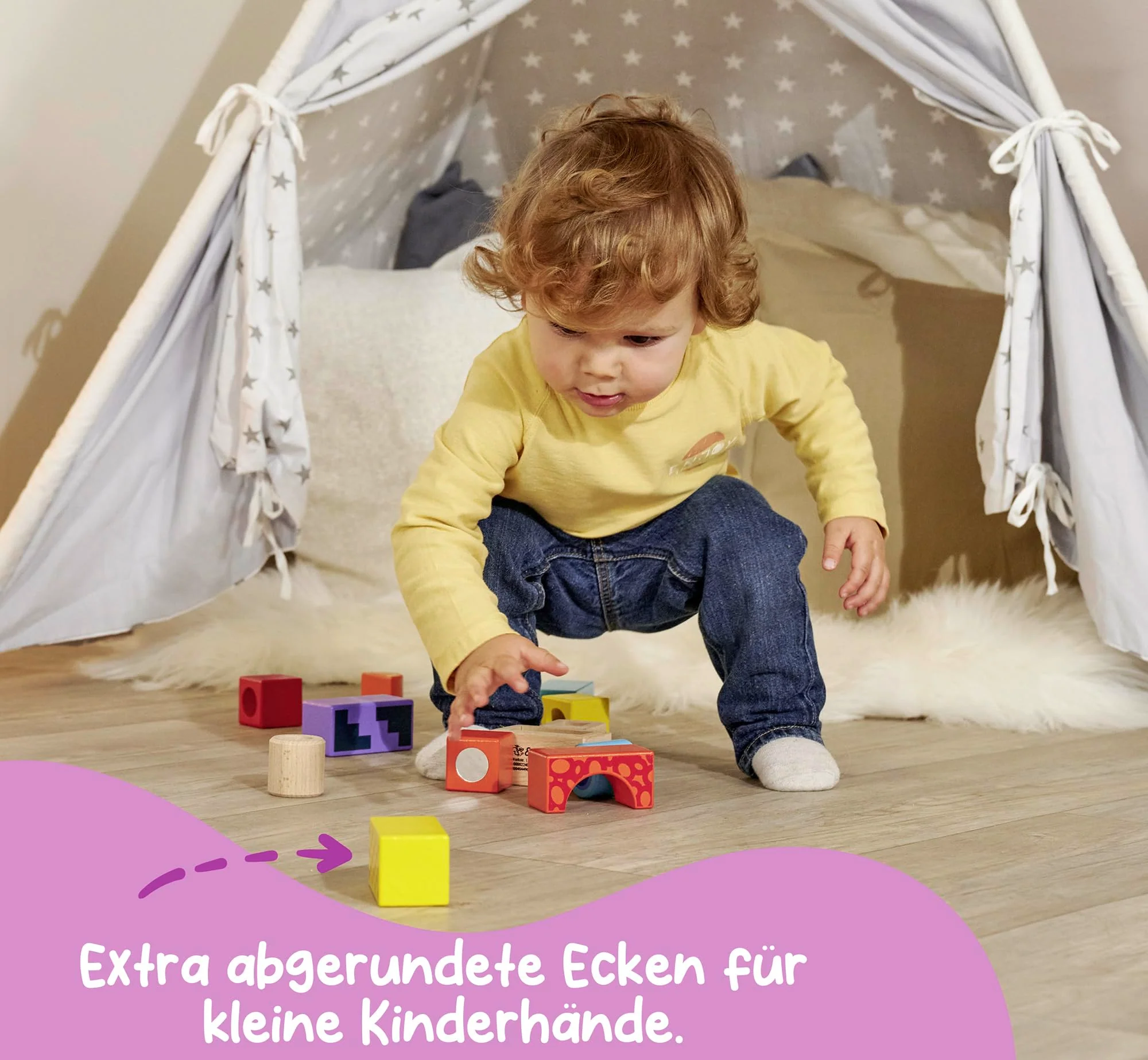 Eichhorn Klangbausteine 12 bunte Holzbausteine die Geräusche machen, für Kinder und Babys ab 12 Monaten, Holzspielzeug 100002240 Meerkleurig - Image 3