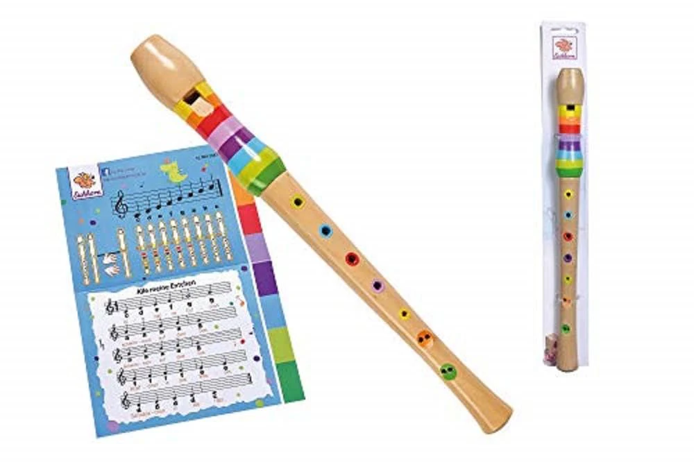 Eichhorn - Musik Holzflöte, Bunte Flöte aus Holz mit 7 Löchern, inkl. Liederbuch mit DREI Liedern zum nachspielen, 32 cm lang, ab Vier Jahren - Image 3