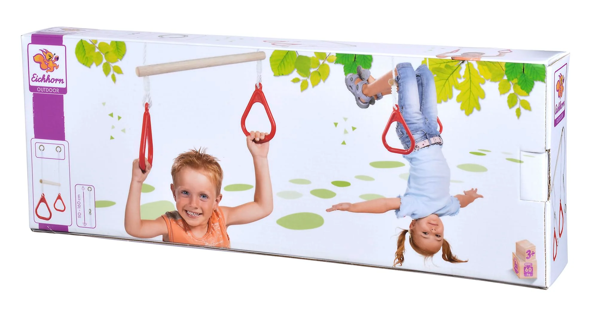 Eichhorn - Outdoor 2 in 1 Turnset, Schaukel und Trapez in einem, Höhenverstellbar ca. 110-160 cm, bis 60 kg belastbar, aus Hartholz, ab 3 Jahren - Image 2