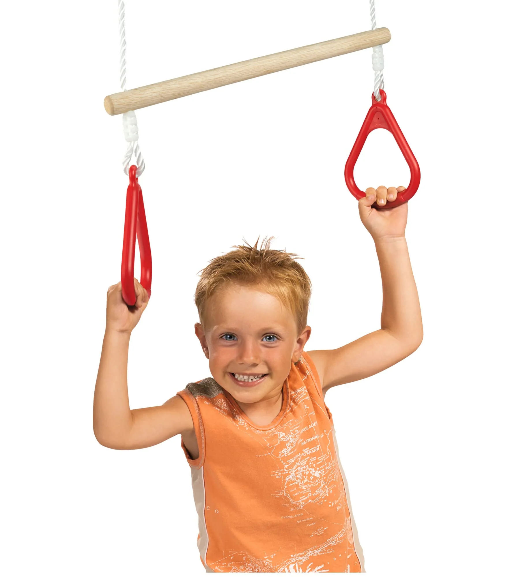 Eichhorn - Outdoor 2 in 1 Turnset, Schaukel und Trapez in einem, Höhenverstellbar ca. 110-160 cm, bis 60 kg belastbar, aus Hartholz, ab 3 Jahren - Image 3