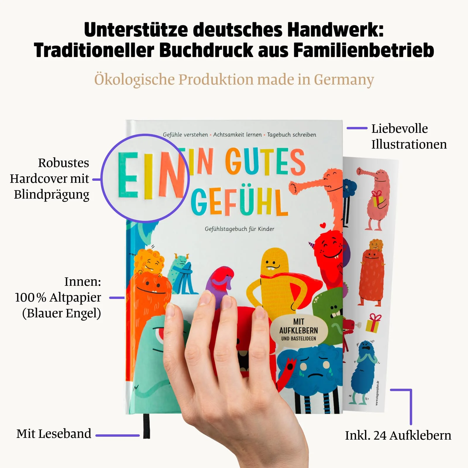 Ein gutes Gefühl: Gefühlstagebuch für Kinder. Gefühle verstehen - Achtsamkeit lernen - Tagebuch schreiben. Mit Aufklebern und Bastelideen - Image 4