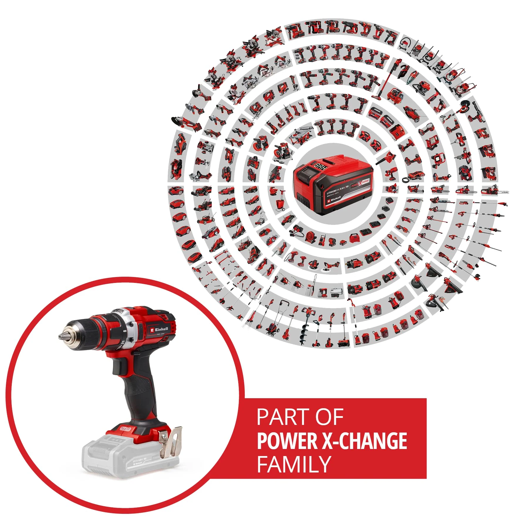 Einhell Akku-Bohrschrauber TE-CD 18/40 Li-Solo Power X-Change (Lithium-Ionen, 18 V, 40 Nm max. Drehmoment auf 21 Stufen, 2-Gang-Getriebe zum Bohren + Schrauben, Drehzahl-Elektronik, LED-Licht) - Image 9