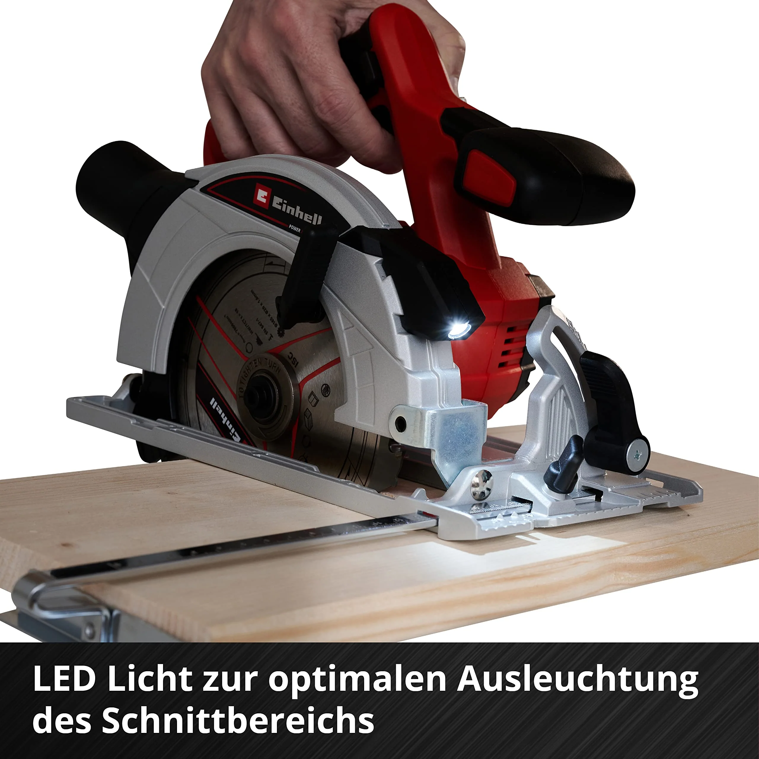 Einhell Akku-Handkreissäge TE-CS 18/165-1 Li-Solo Power X-Change (18 V, Li-Ion, Ø165 x Ø20 mm Sägeblatt, werkzeuglose Einstellung bei Schnitttiefe + Neigungswinkel, ohne Akku und Ladegerät) - Image 2