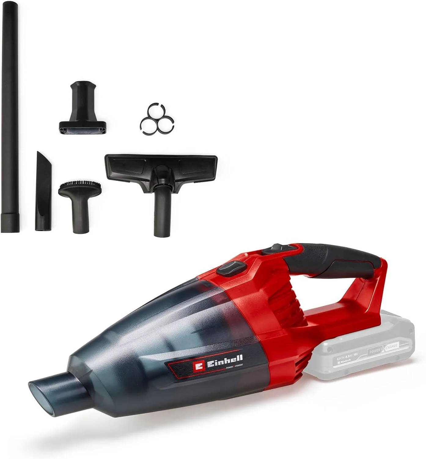 Einhell Akku-Handstaubsauger TE-VC 18 Li-Solo Power X-Change (18 V, 42 mbar Saugleistung, 540 ml-Staubfangbehälter, inkl. 3 Düsen, Verlängerung, Wandhalterung, ohne Akku und Ladegerät) - Image 9