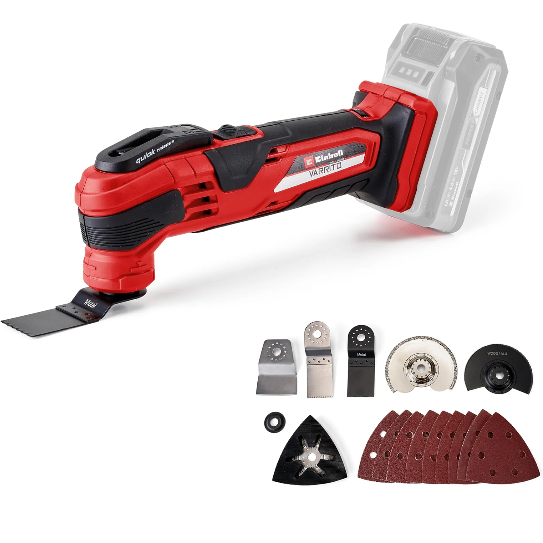 Einhell Akku-Multifunktionswerkzeug VARRITO Power X-Change (Li-Ion, 18 V, 22.000 bis 40.000 min-1, Drehzahl-Elektronik, Schnellspannverschluss, magnetische Werkzeugaufnahme, ohne Akku und Ladegerät) - Image 11