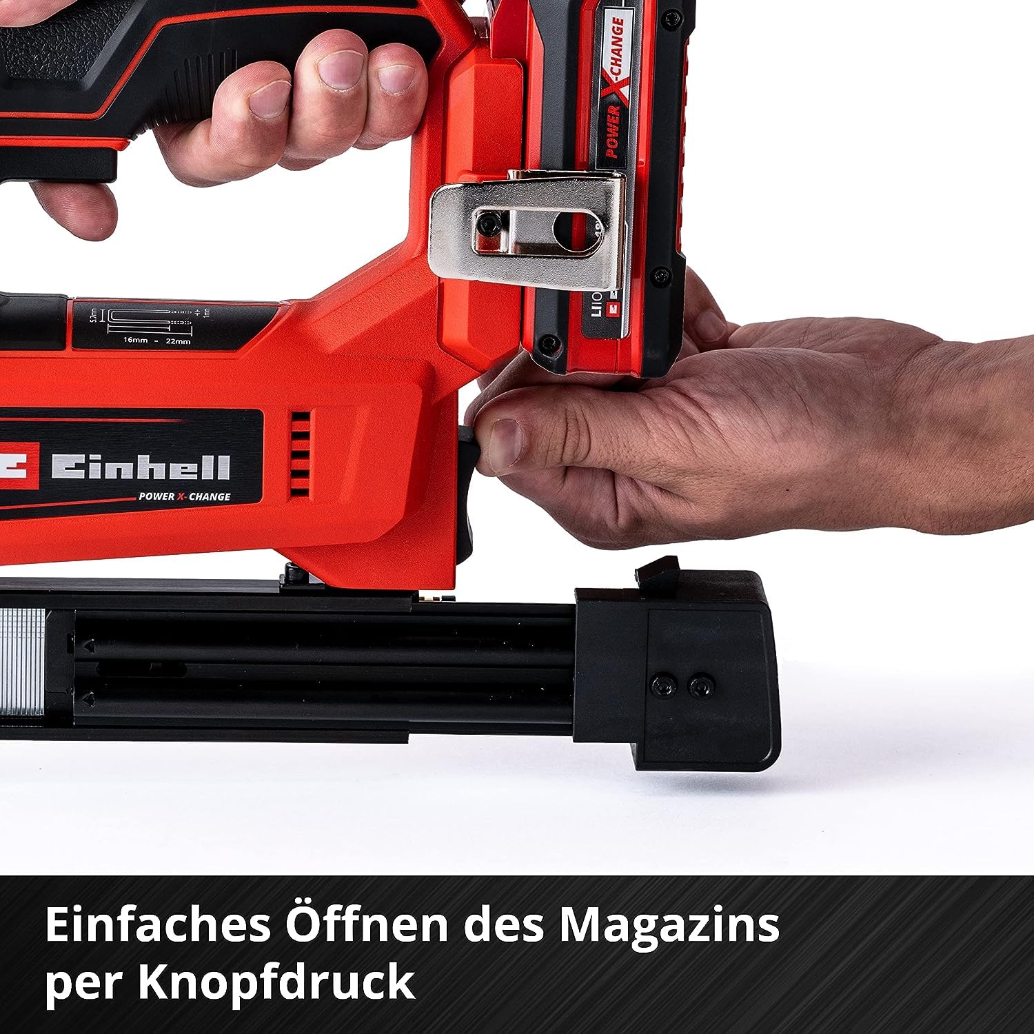 Einhell Akku-Nagler TE-CN 18 Li - Solo Power X-Change (Li-Ion, 18V, Tacker und Nagelpistole, max. 20 Schuss pro Minute, inkl. 300 Nägel, inkl. 300 Klammern, ohne Akku, ohne Ladegerät) - Image 6
