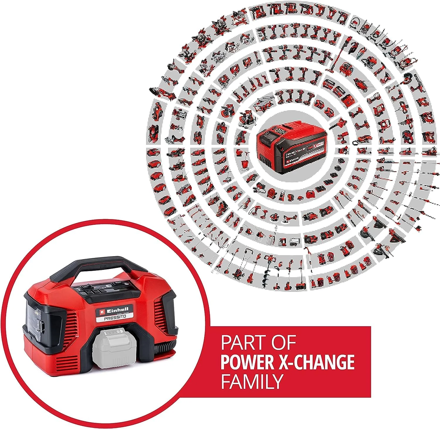 Einhell Hybrid-Kompressor PRESSITO Power X-Change (18 V, max. 11 bar, 31 cm Schlauchlänge, inkl. 3-tlg. Adapter-Set, ohne Akku) - Image 7