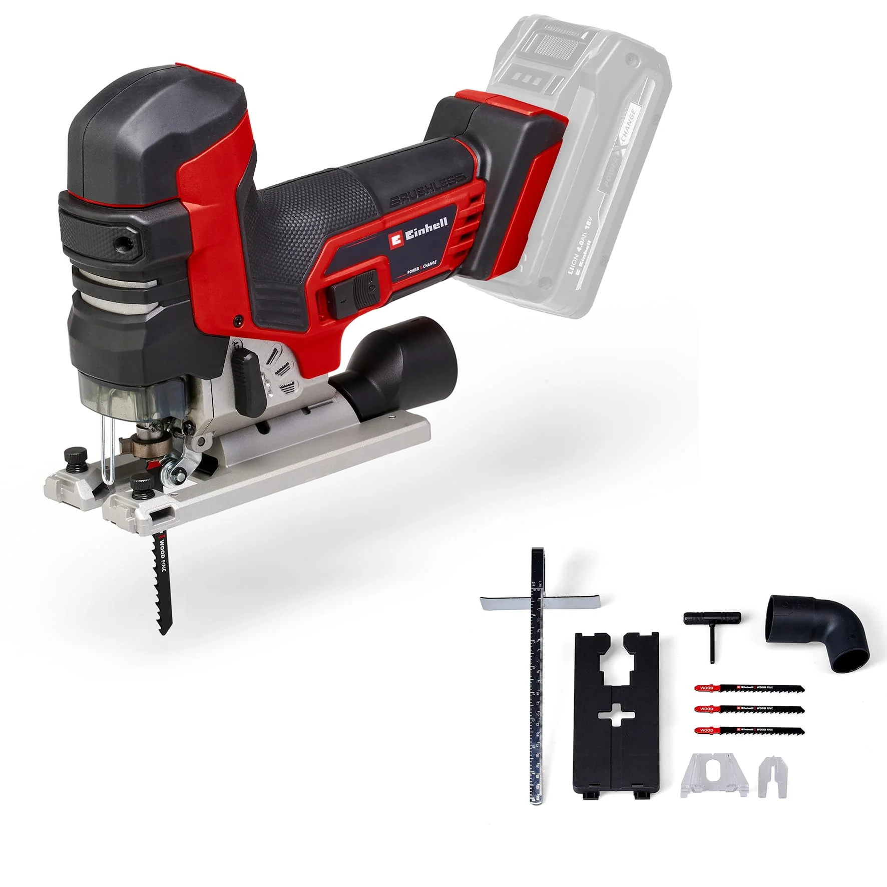 Einhell Professional Akku-Stichsäge TP-JST 18/135 Li BL Power X-Change (18 V, 135 mm Schnitttiefe in Holz, 26 mm Hubhöhe, Brushless, T-Style-Griff, 3x Sägeblatt, ohne Akku) - Image 10