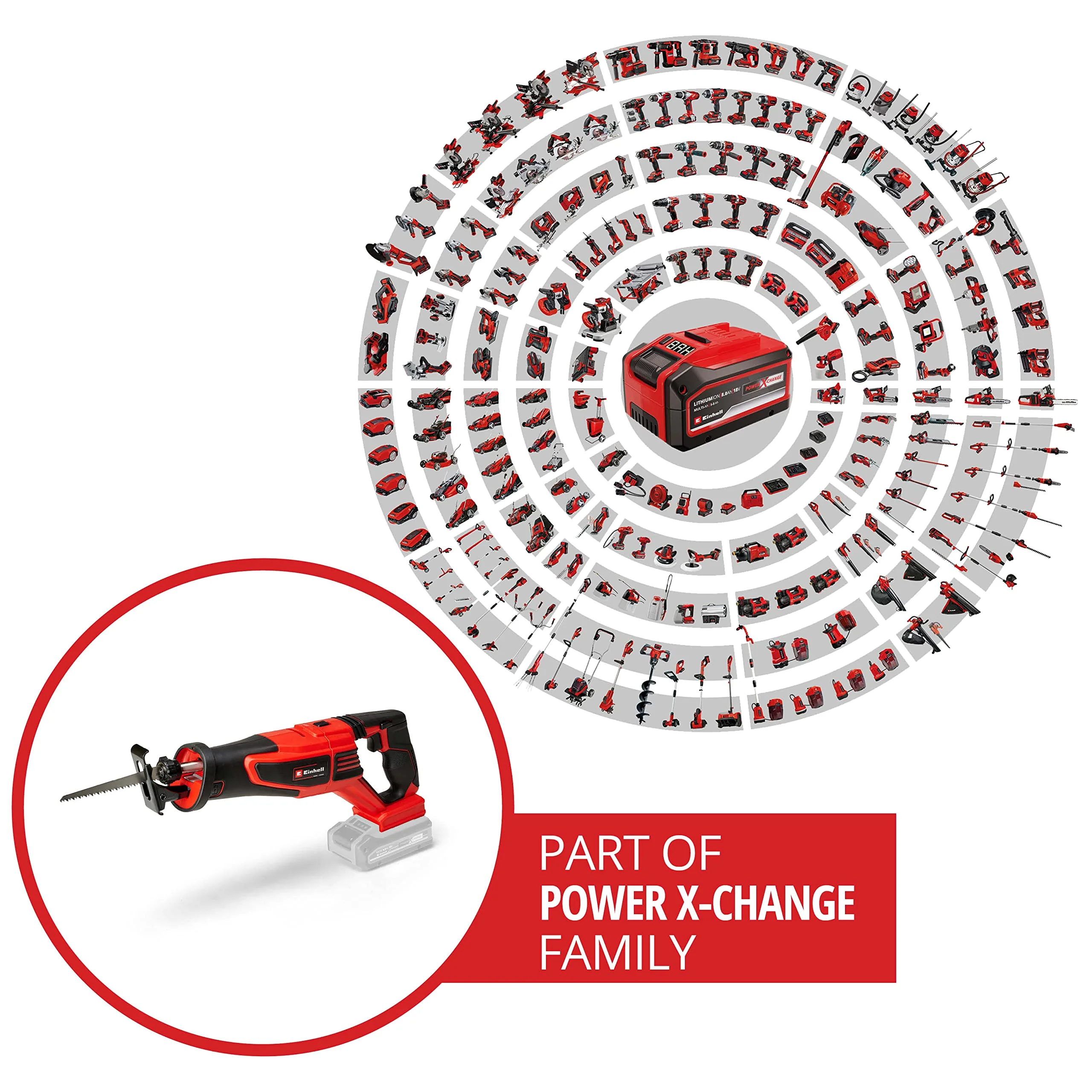 Einhell Professional Akku-Universalsäge TP-AP 18/28 Li BL-Solo Power X-Change (18 V, Brushless, 28 mm Hubhöhe, 2.500 min-1, 20 cm Schnitttiefe Holz, drehbarer Griff, ohne Akku) - Image 4
