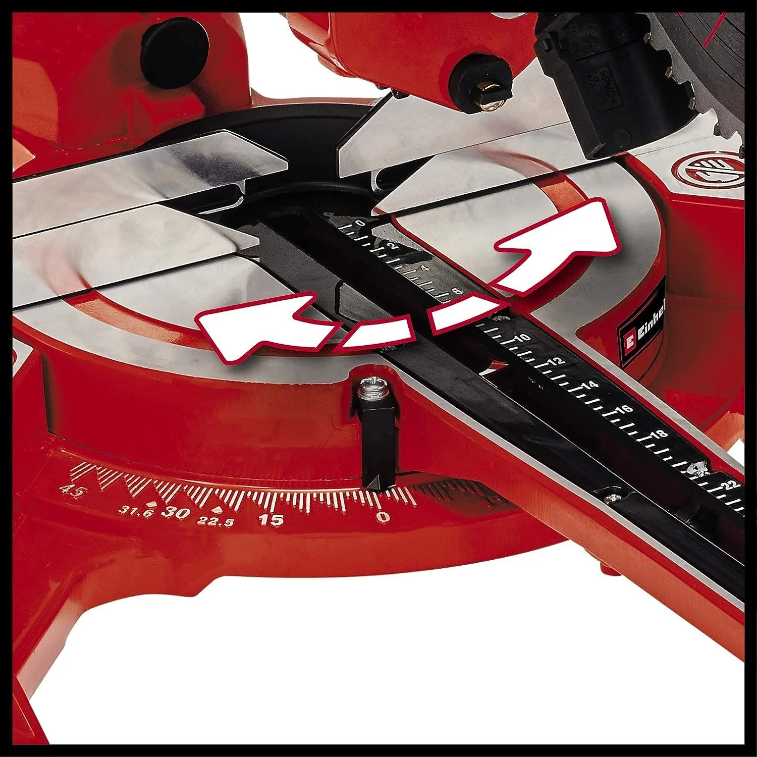 Einhell Zug-Kapp-Gehrungssäge TC-SM 2131/2 Dual (1800 W, max. 62 mm x 310 mm Schnitttiefe/-breite, Ø 210 mm Sägeblatt, beidseitig neigbarer Sägekopf, Zugfunktion, Laser) - Image 4