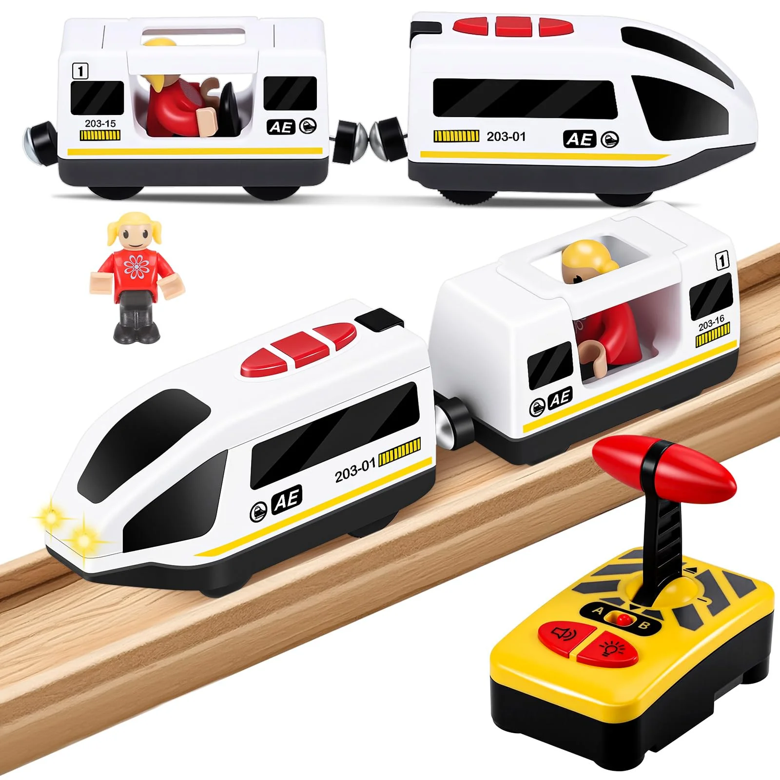 Eisenbahn Kinder Elektrisch, Batteriebetriebene Holzeisenbahn Elektrische Lok Kompatibel mit Brio Eisenbahn, Zug Spielzeug, Holzeisenbahn Zug Kinder für Brio Thomas Eisenbahn Holz