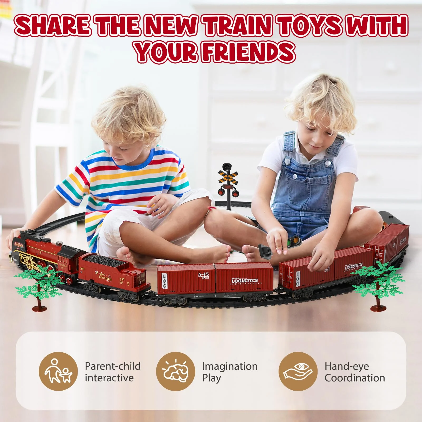 Eisenbahn Kinder Elektrisch Zug, Fernbedienung Dampfzug Spielzeug mit Rauch, Lichtern und Ton, Elektrische Eisenbahnsets für Kinder mit Eisenbahnbausätzen, Geschenke Zug Spielzeug für 3+ Jahren - Image 3
