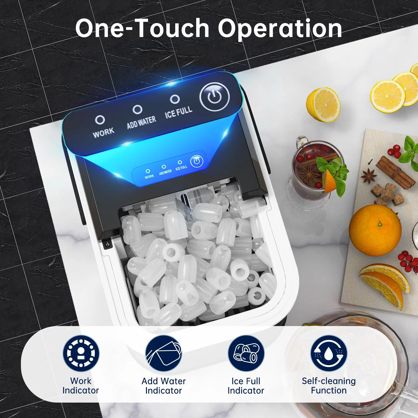Eiswürfelmaschine, 120W Eiswürfelbereiter Klein, 8 Eiswürfel in 6 Minuten, 12kg/24h, Ice Maker mit Infrarotsensor & Selbstreinigung für Küche, Büro, Bar und Party - Image 6
