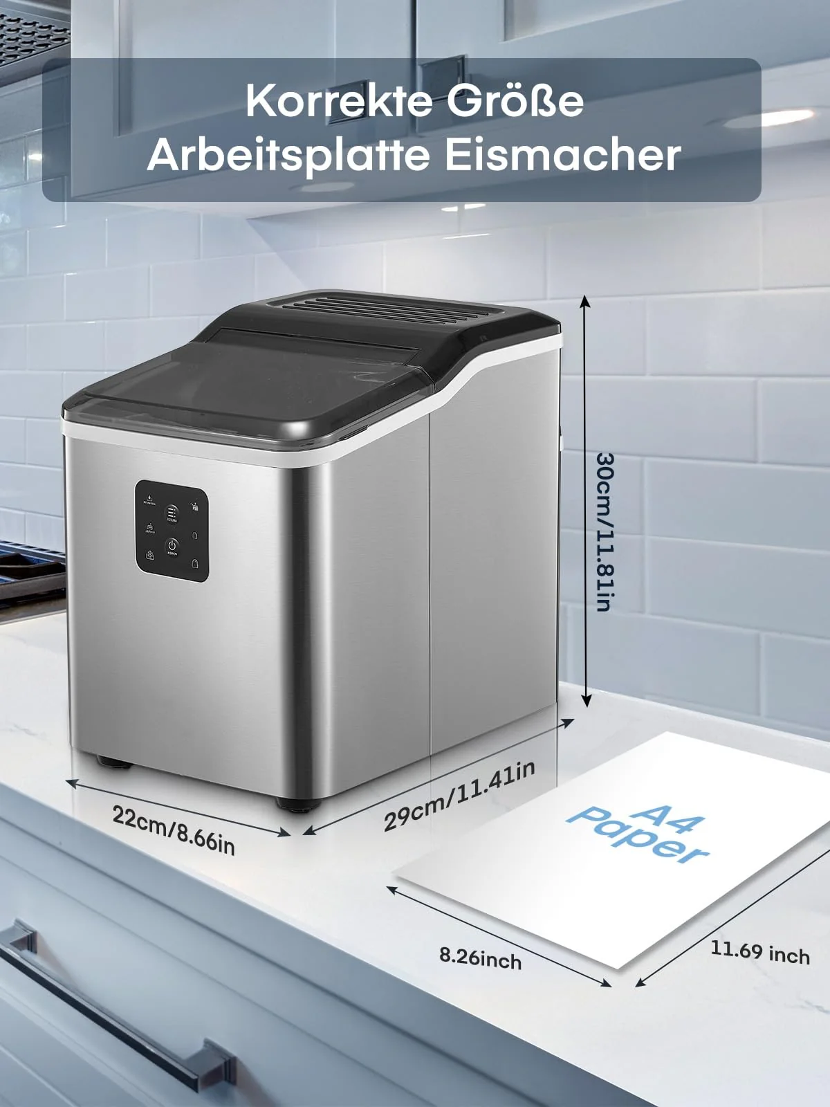Eiswürfelmaschine 14KG, 6 Min Produktionszeit, Selbstreinigende Ice Maker, 2 Eiswürfel-Größen Eiswürfelbereiter, Leise Eiswürfel Maschine, Infrarot Sensor, Edelstahl, NORTHCLAN - Image 5
