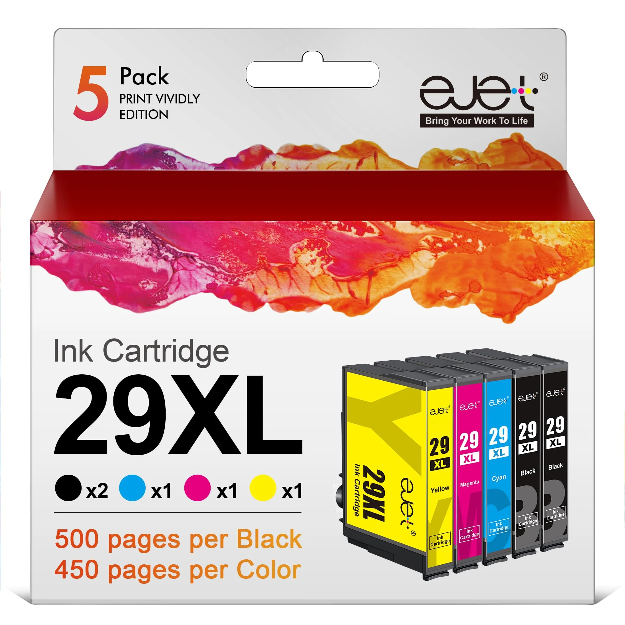 ejet 5er-Pack 29XL Druckerpatronen für Epson 29 XL 29XL Multipack Patronen für Expression Home XP-235 XP-245 XP-255 XP-332 XP-335 XP-342 XP-352 XP-345 XP-432 XP-435 XP-442 XP-445 - Image 2