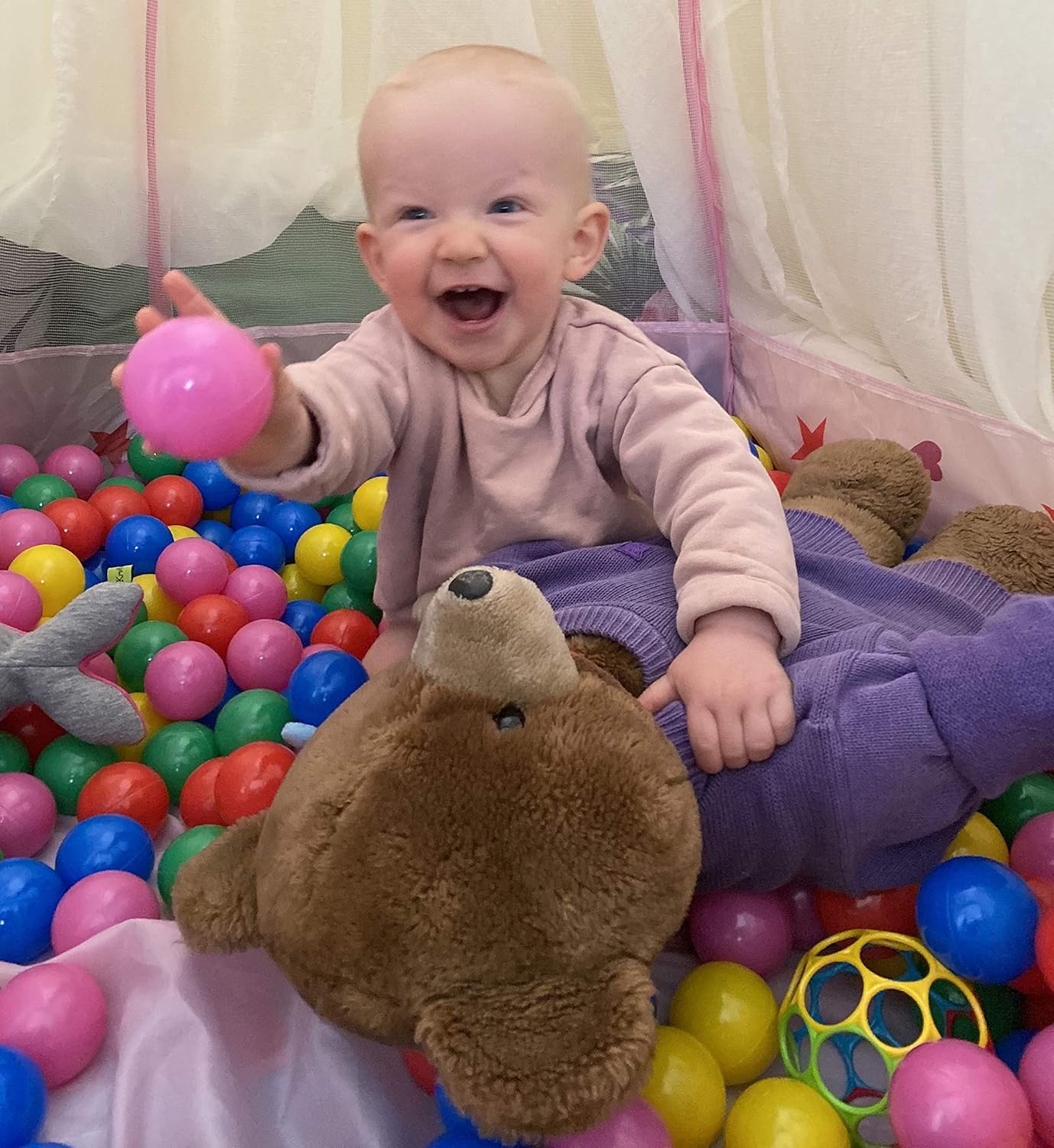 EKNA Spielbälle Ø 5,5cm - Bällebad Bälle 200 Stück - Bunte Auswahl für Bällebad-Pool - Plastikbälle Baby-Bälle Farben Hellgrün Hellblau Gelb Rosa Weiß Lila - Image 2