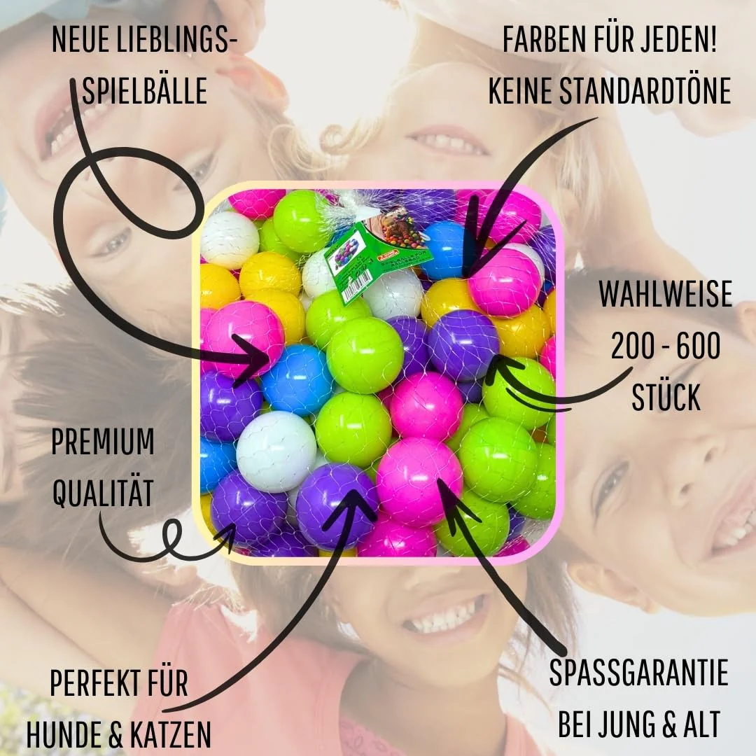 EKNA Spielbälle Ø 5,5cm - Bällebad Bälle 200 Stück - Bunte Auswahl für Bällebad-Pool - Plastikbälle Baby-Bälle Farben Hellgrün Hellblau Gelb Rosa Weiß Lila - Image 8