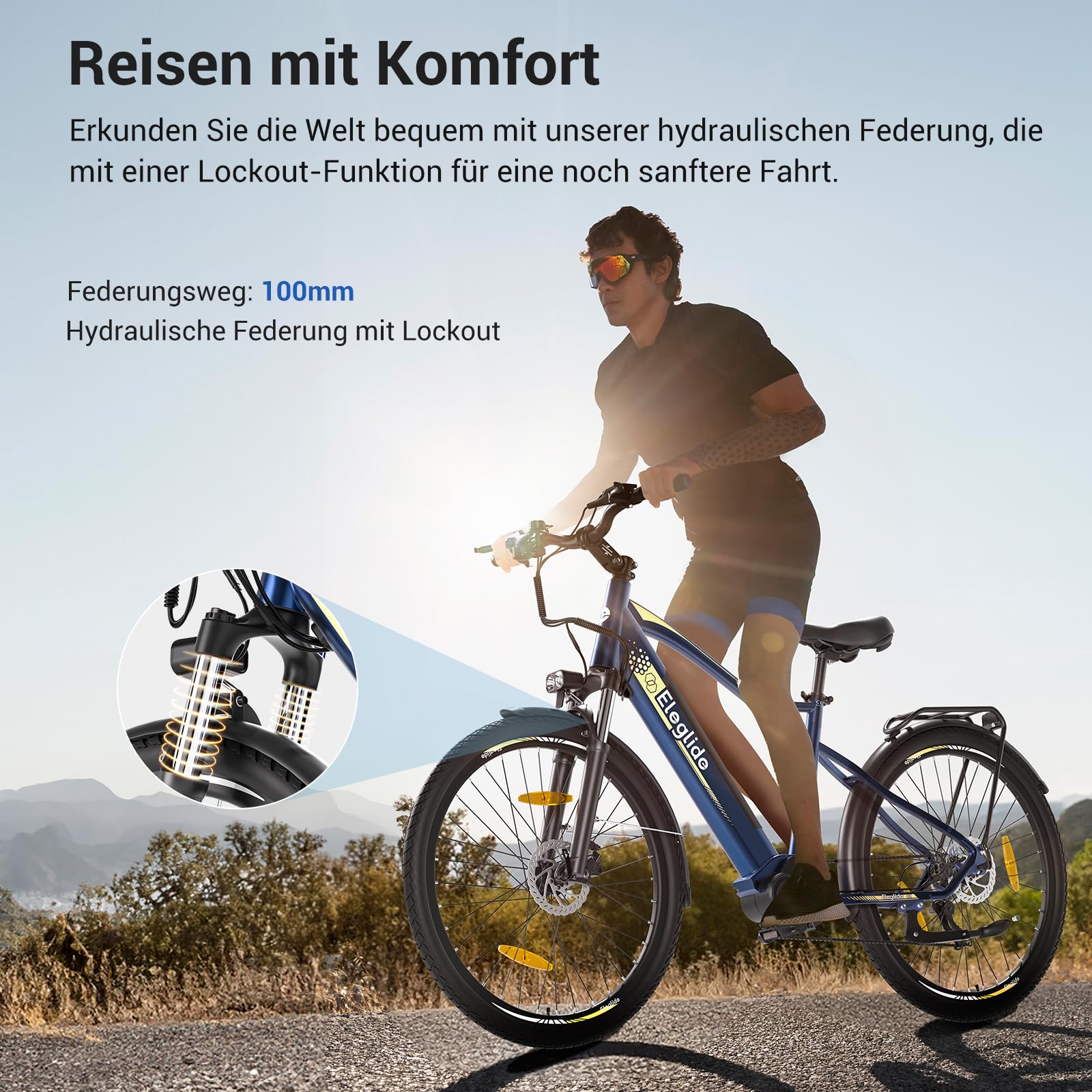 Eleglide C1/C1 ST E Bike mit Mittelmotor, 27,5 Zoll 70 Nm Elektrofahrrad für Damen und Herren, 250W E-Bike, 14,5 Ah Lithium-Akku, Shimano 7 Gänge Trekking Ebike, cityräder 25km/h bis zu 150KM (C1) - Image 10