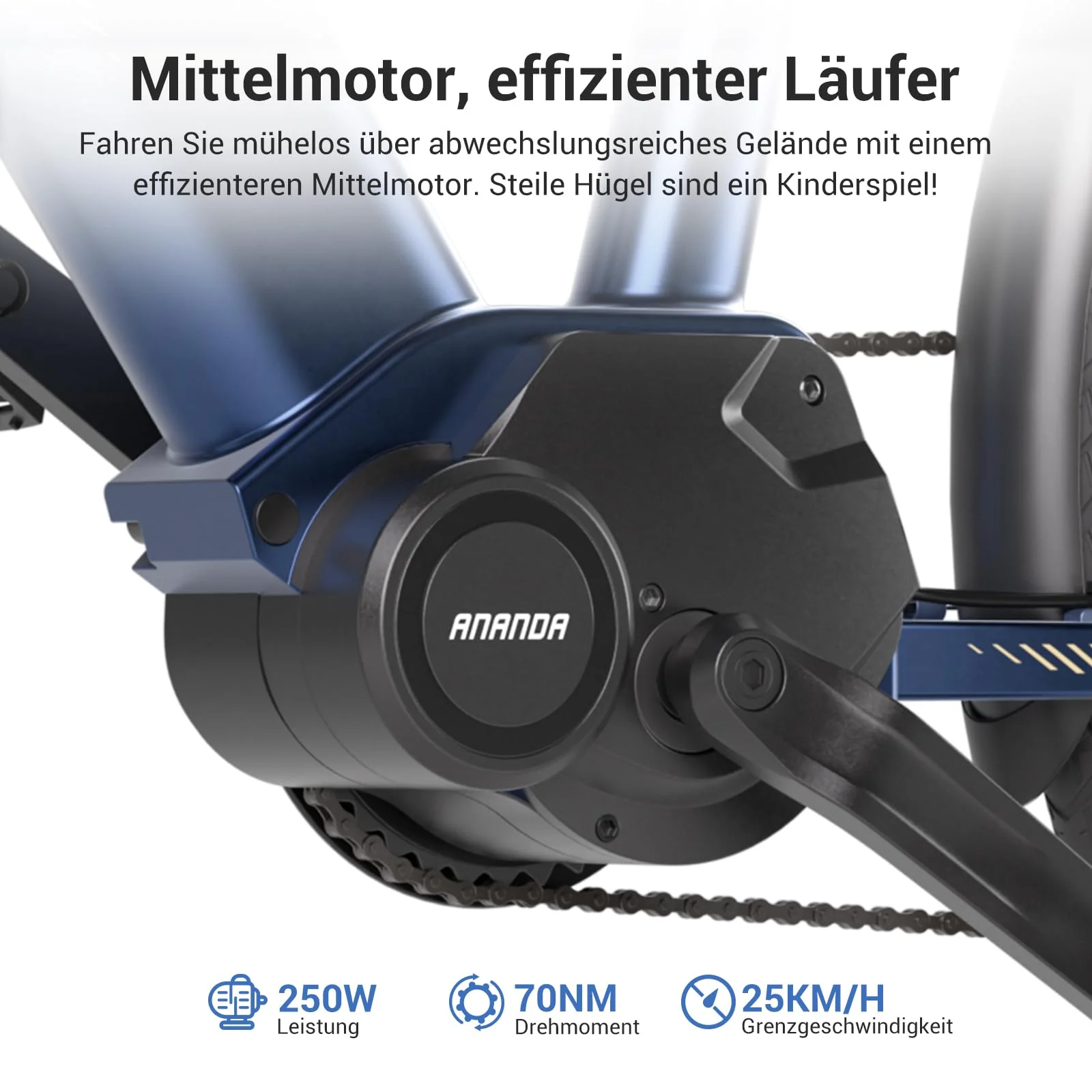 Eleglide C1/C1 ST E Bike mit Mittelmotor, 27,5 Zoll 70 Nm Elektrofahrrad für Damen und Herren, 250W E-Bike, 14,5 Ah Lithium-Akku, Shimano 7 Gänge Trekking Ebike, cityräder 25km/h bis zu 150KM (C1) - Image 13
