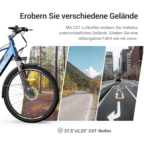 Eleglide C1/C1 ST E Bike mit Mittelmotor, 27,5 Zoll 70 Nm Elektrofahrrad für Damen und Herren, 250W E-Bike, 14,5 Ah Lithium-Akku, Shimano 7 Gänge Trekking Ebike, cityräder 25km/h bis zu 150KM (C1) - Image 2