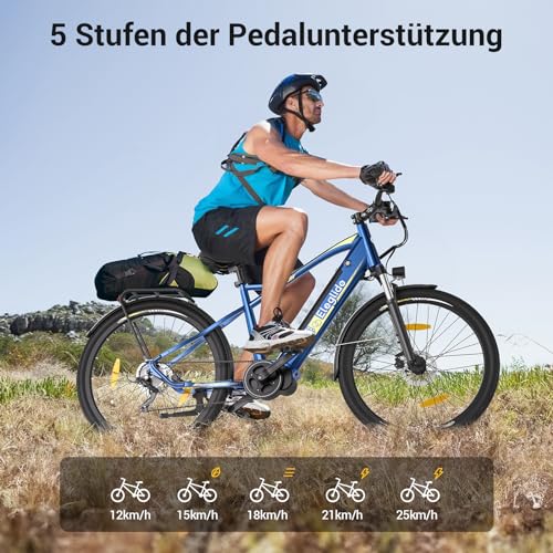 Eleglide C1/C1 ST E Bike mit Mittelmotor, 27,5 Zoll 70 Nm Elektrofahrrad für Damen und Herren, 250W E-Bike, 14,5 Ah Lithium-Akku, Shimano 7 Gänge Trekking Ebike, cityräder 25km/h bis zu 150KM (C1) - Image 3
