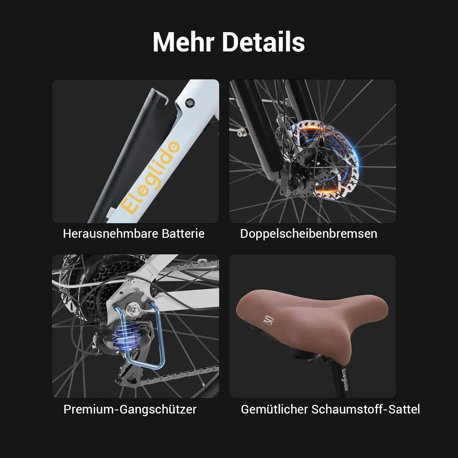 Eleglide T1 Step-Thru E-Bike, Elektrofahrrad 27.5'' Trekkingrad E-Cityrad mit 36V 13Ah Lithium-Akku bis zu 100KM Lange Range, 250W Motor, EU-konformes E Bike, LCD Display - Image 2