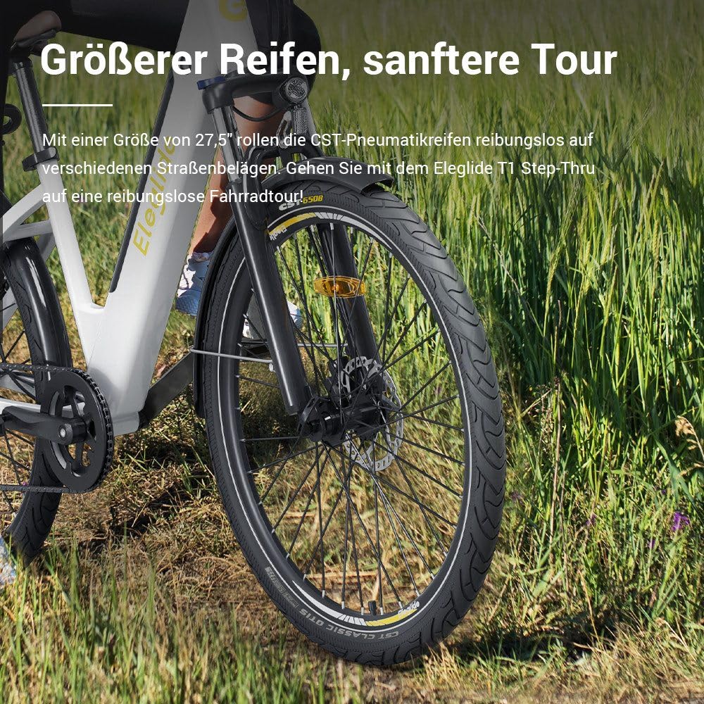 Eleglide T1 Step-Thru E-Bike, Elektrofahrrad 27.5'' Trekkingrad E-Cityrad mit 36V 13Ah Lithium-Akku bis zu 100KM Lange Range, 250W Motor, EU-konformes E Bike, LCD Display - Image 7