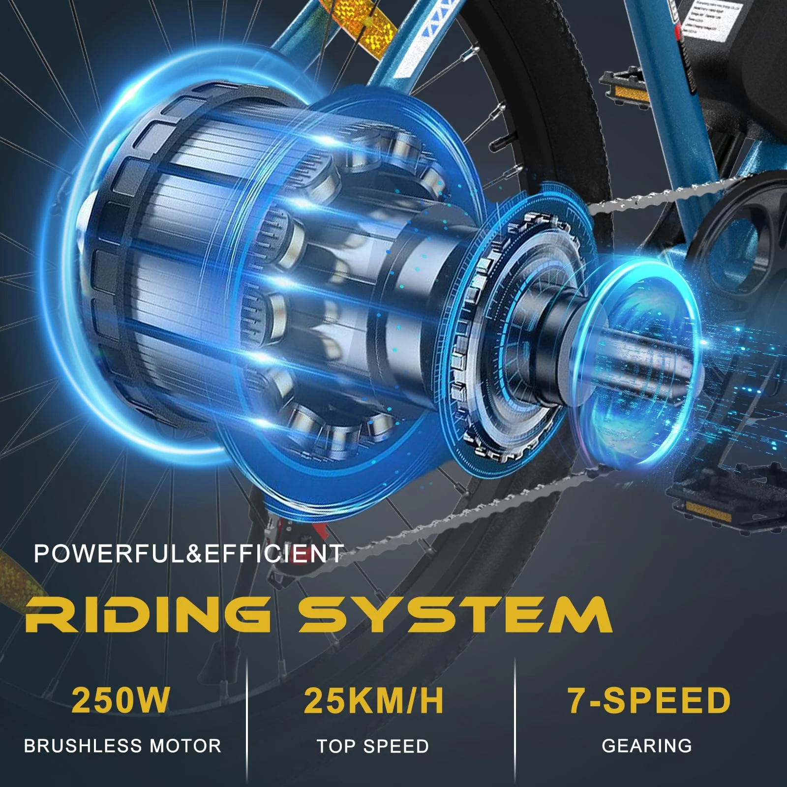 ELEKGO E-Bikes, 26 Zoll E Bike Herren Damen, 36V Abnehmbarer Lithium-Akku, 250W Motor MTB, E-Mountainbike mit 7-Gang-Elektrofahrrad Reichweite über 65KM, Ausgestattet mit stoßabsorbierenden Sitzen - Image 7
