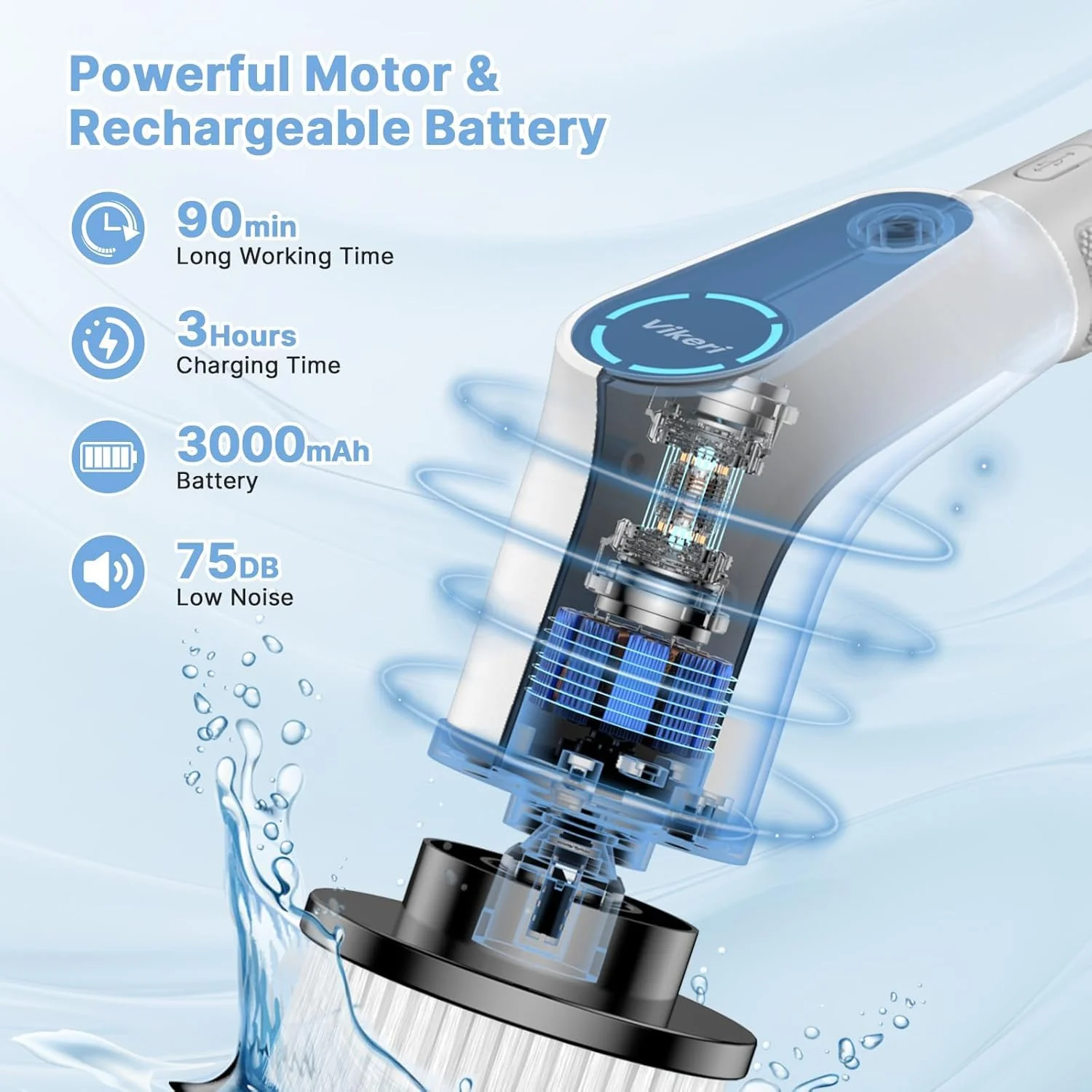 Elektrische Reinigungsbürste, 8 in 1 Electric Cleaning Brush mit austauschbaren Bohrbürstenköpfen, Wanne mopSet, Elektrische Putzbürste mit Verstellbarem Griff für Bad Küche Auto Fußboden - Image 5