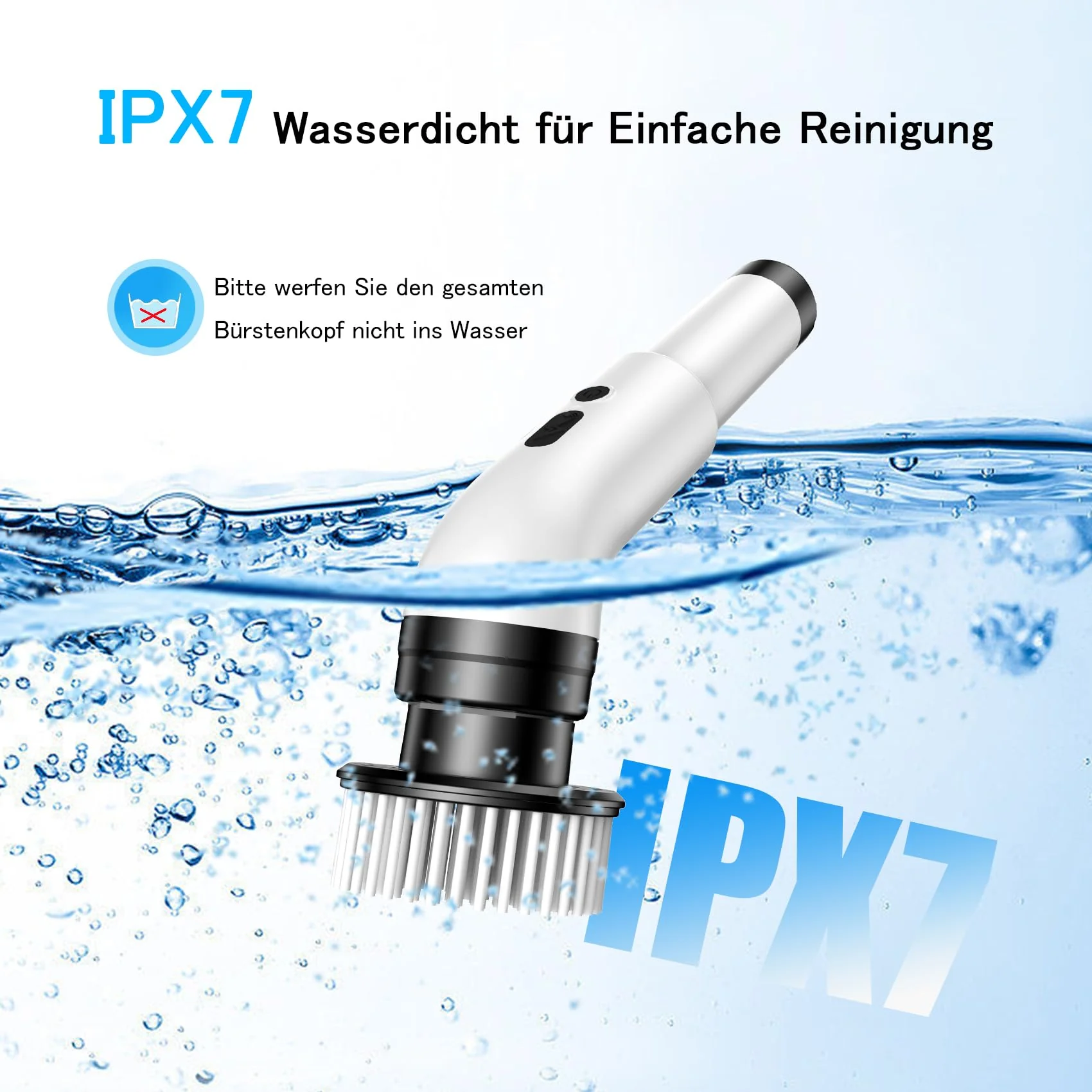 Elektrische Reinigungsbürste, 9 in 1 Elektrische Reinigungsbürste Haushalt 2 Modi Elektrischer Spin Scrubber Electric Cleaning Brush mit 34-130cm, Duschreiniger Bürste für Bad Küche fliesenund Auto - Image 4