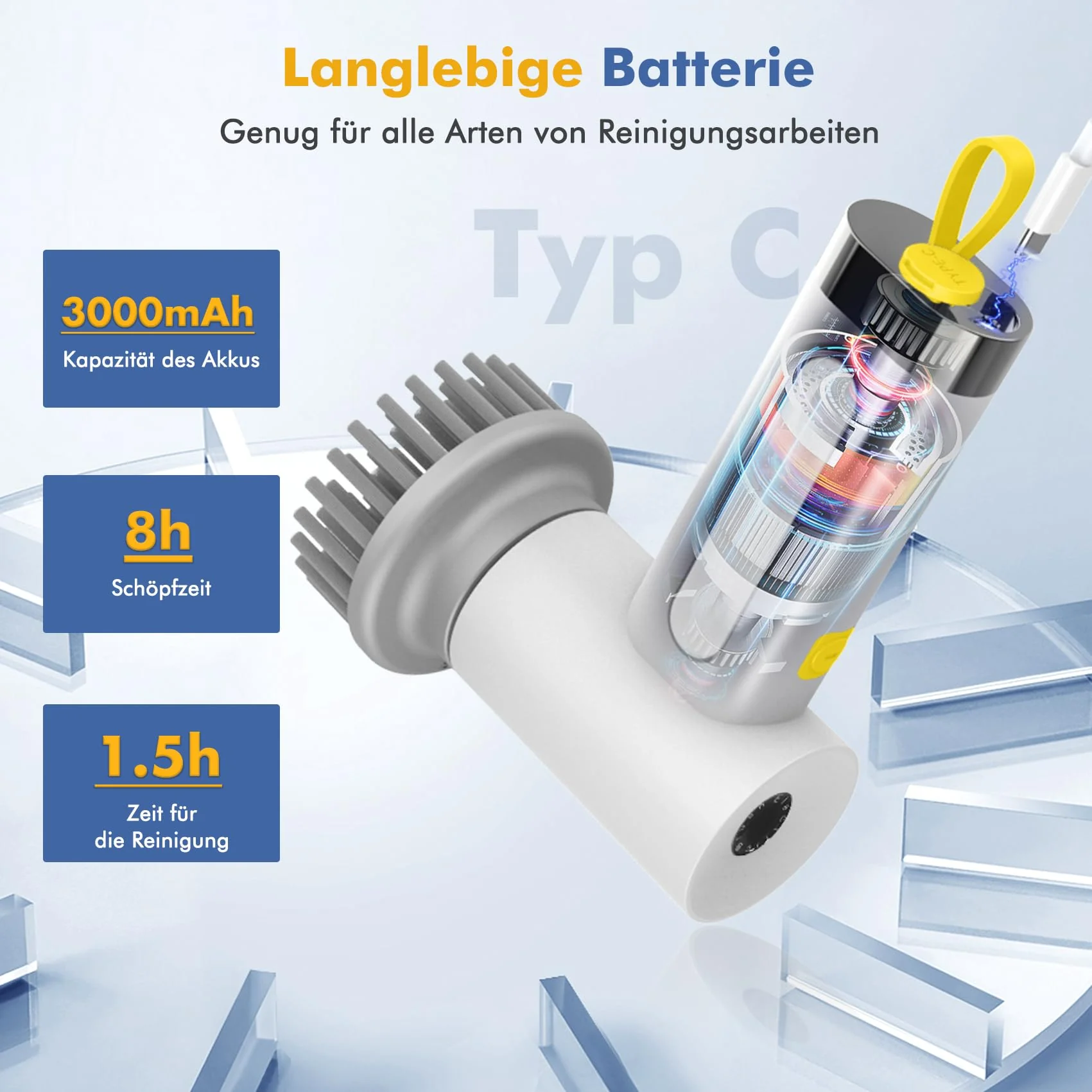 Elektrische Reinigungsbürste,Spin Scrubber für Bad und Fugen,Cleaning Brush für Haushalt mit 5 Bürstenkopfe,2 Modi Perfekt für Tiefe reinigen von Fliesen,Küche,Grille,Glas und Reifen-led Anzeige - Image 5