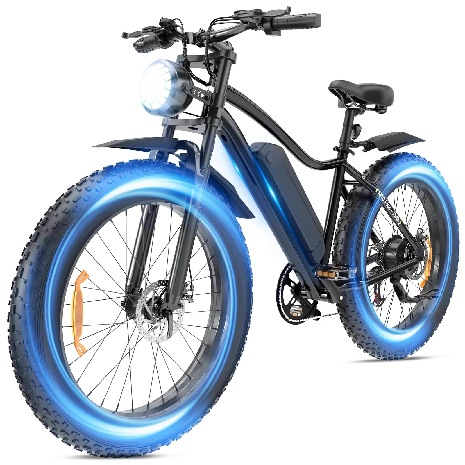Elektrofahrrad mit 26 x 4.0 Fat Tire für Erwachsene 25km/h 250W Motor,48V 13Ah herausnehmbare Batterie Mountain Ebike Max 100 KM Reichweite,7 Gang Schaltung, Dual Crown Gabel M10 Plus Elektrofahrräder - Image 3