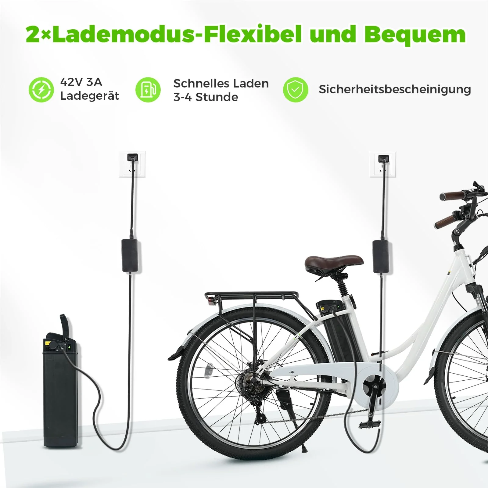 Elektrofahrrad mit Abnehmbarer 36V 13Ah Akku Bis zu 90KM,26 Zoll E Bike mit 7 Gang Getriebe für Herren Damen Pendler Reisen Übung,60N.m 250W Motor City Pedelec mit Aussetzungen und LCD-Display - Image 2