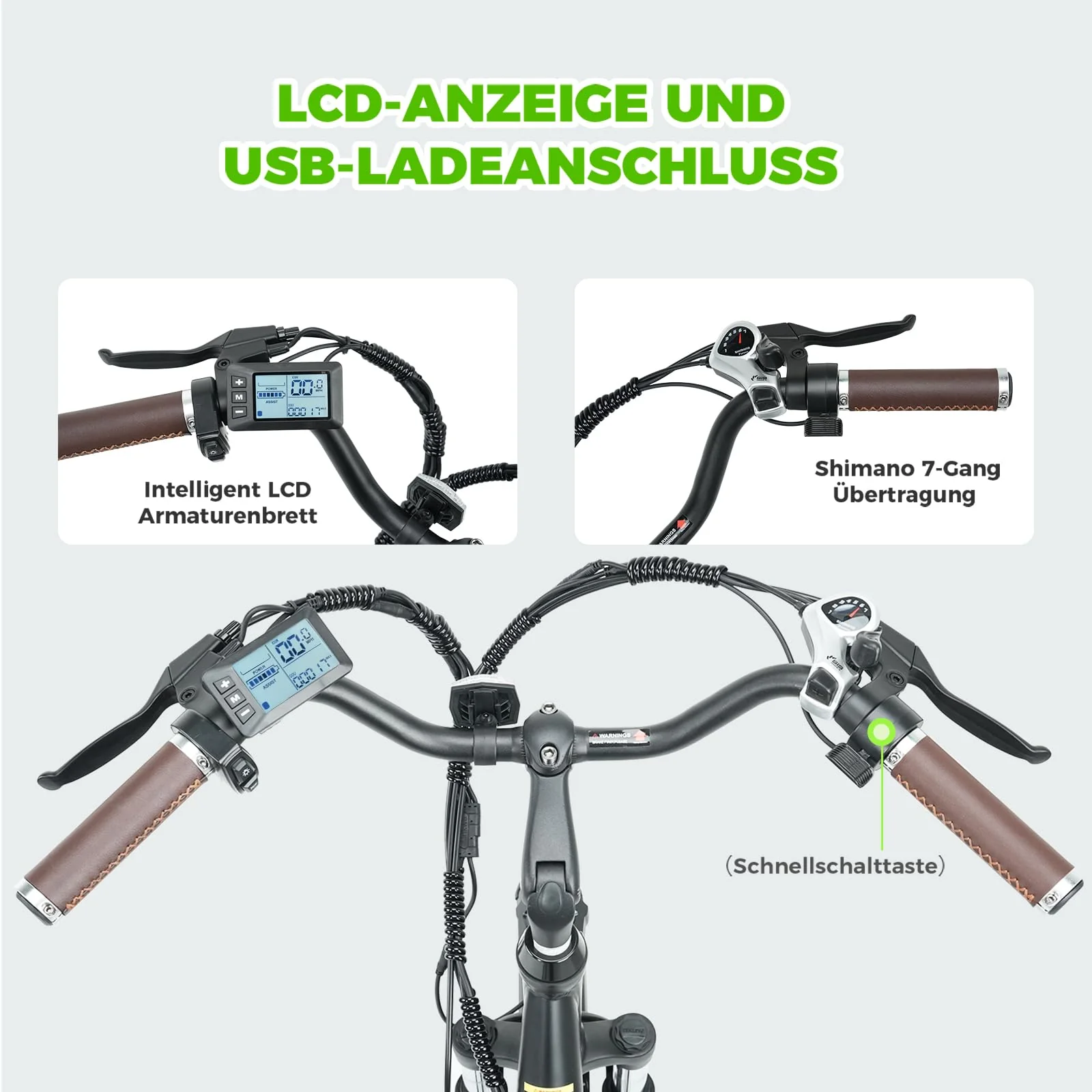 Elektrofahrrad mit Abnehmbarer 36V 13Ah Akku Bis zu 90KM,26 Zoll E Bike mit 7 Gang Getriebe für Herren Damen Pendler Reisen Übung,60N.m 250W Motor City Pedelec mit Aussetzungen und LCD-Display - Image 3