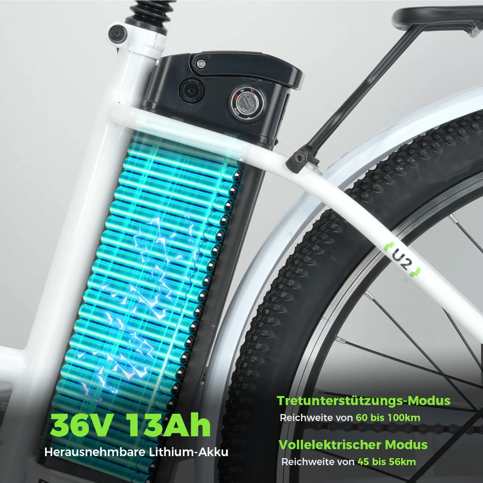 Elektrofahrrad mit Abnehmbarer 36V 13Ah Akku Bis zu 90KM,26 Zoll E Bike mit 7 Gang Getriebe für Herren Damen Pendler Reisen Übung,60N.m 250W Motor City Pedelec mit Aussetzungen und LCD-Display - Image 7