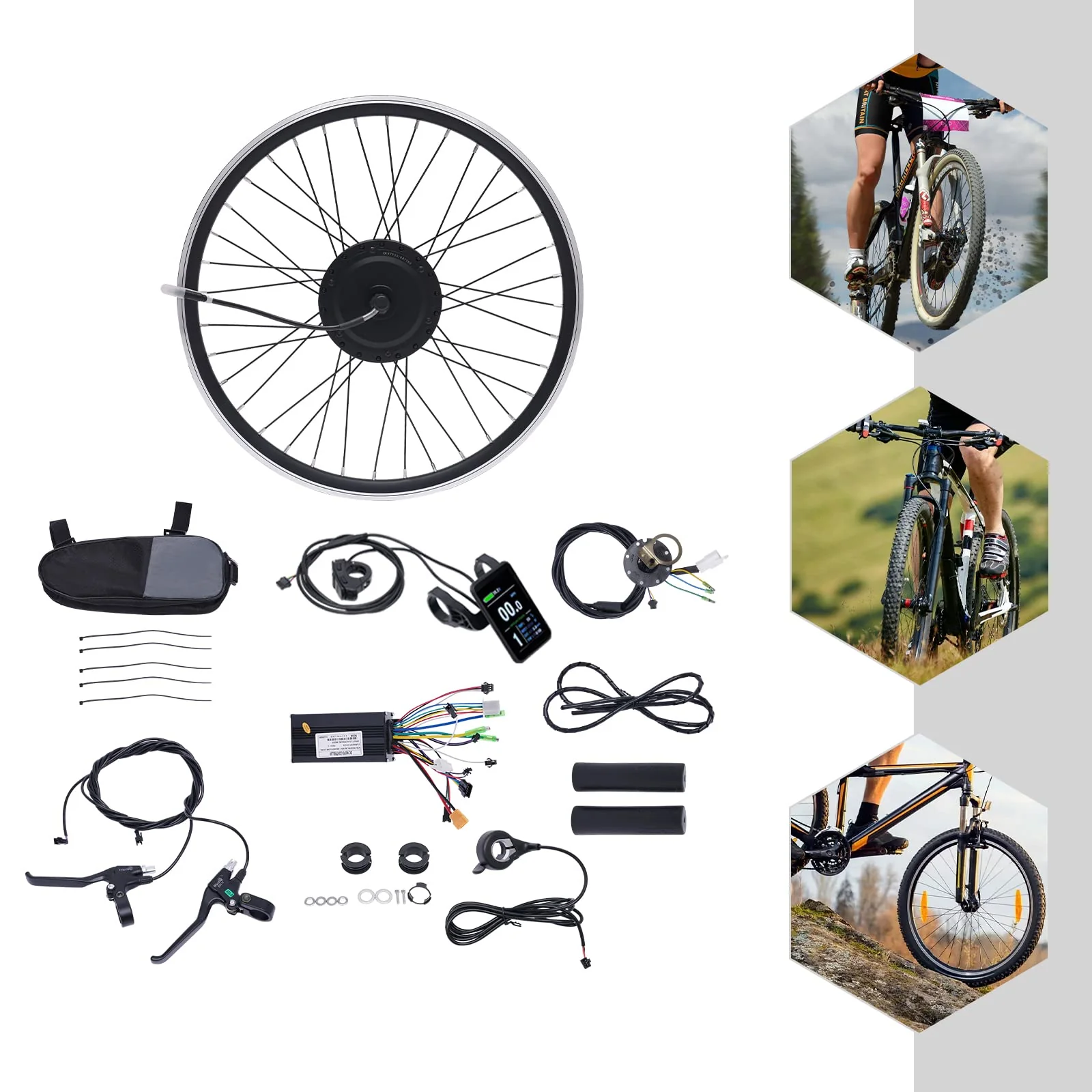 Elektrofahrrad Umbausatz|24 Zoll 36V 500W E-Bike Conversion Kit, Umbau Motor Kit E-Bike Radfahren Nabe Umwandlung Dual Mode Controller|30-35KM/H (Vorderrad) - Image 8