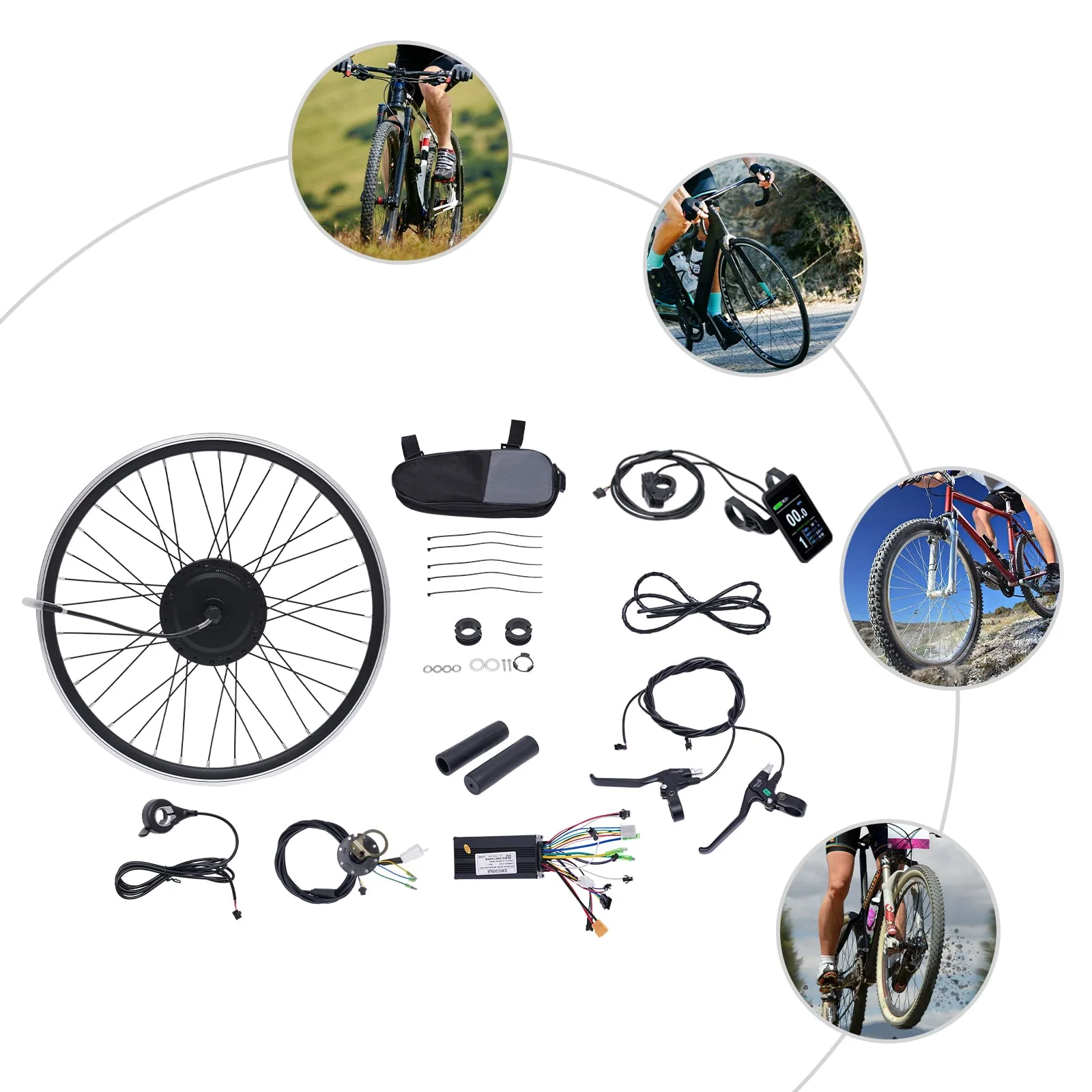 Elektrofahrrad Umbausatz|24 Zoll 36V 500W E-Bike Conversion Kit, Umbau Motor Kit E-Bike Radfahren Nabe Umwandlung Dual Mode Controller|30-35KM/H (Vorderrad) - Image 9