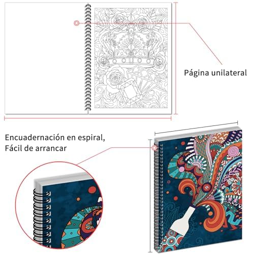 Elfew 3 Stück Malbuch für Erwachsene, A4 Ausmalbuch für Erwachsene, 60+Exquisite Muster Malbuch, Mandala, Tier und Andere Thema, Stress Abbauen und Entspannen Geschenk für Frauen - Image 5