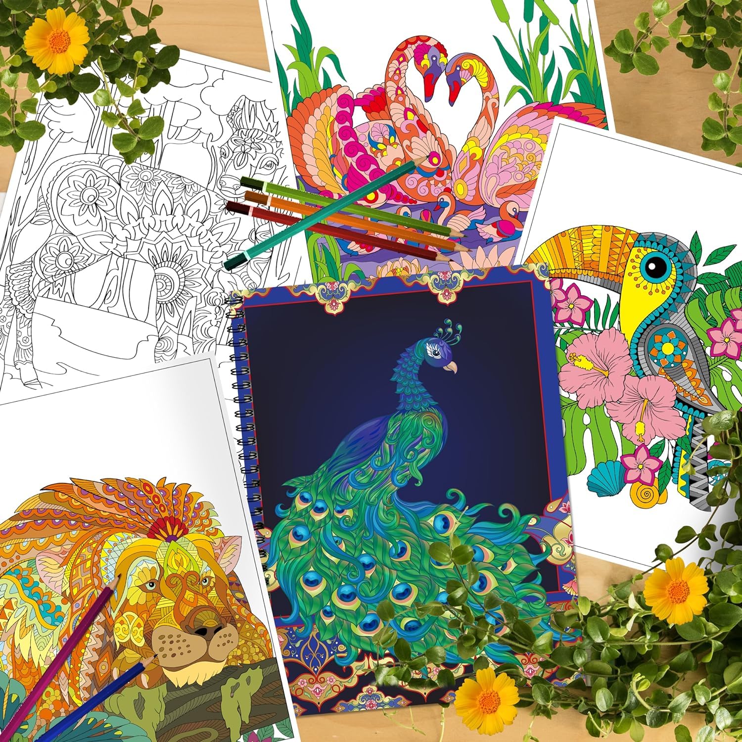 Elfew 3 Stück Malbuch für Erwachsene, A4 Ausmalbuch für Erwachsene, 60+Exquisite Muster Malbuch, Mandala, Tier und Andere Thema, Stress Abbauen und Entspannen Geschenk für Frauen - Image 7