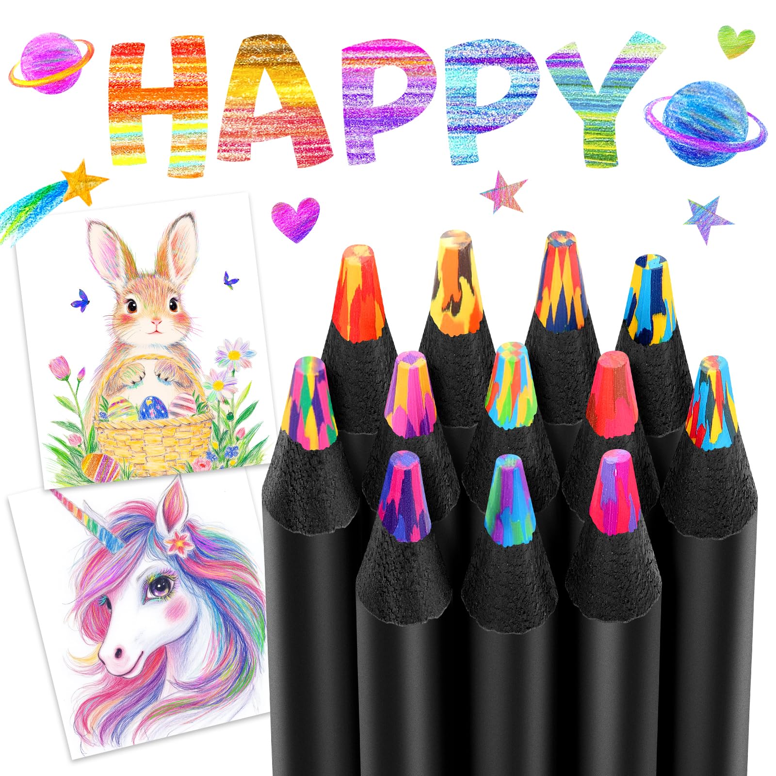 Elidepe Adventskalender Füllung, Mitgebsel Kindergeburtstag, 12 Farben Regenbogenstift, Buntstifte Stifte Kinder, Adventskalender Füllung Mädchen, Geschenke für Mädchen, Bastelset Kinder ab 6 Jahre