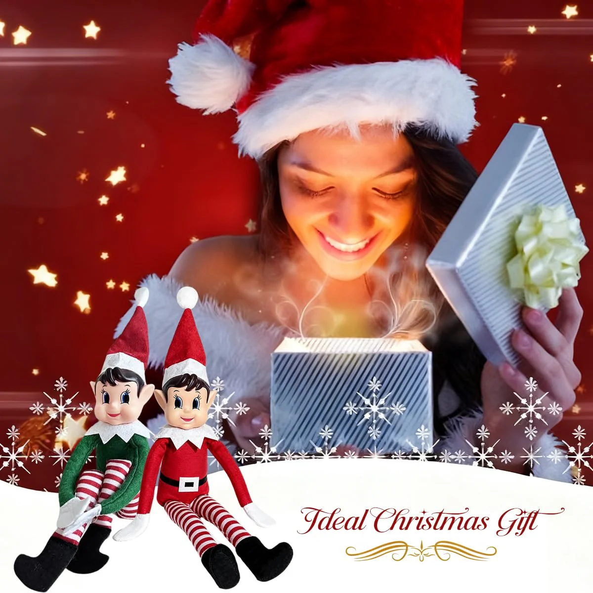 Elves Behavin Badly, 40cm Weihnachtself 2er Set, Biegsame Naughty Elf Junge und Elvie Mädchen, Weihnachtselfen Wichtelpuppe mit Langen Beinen, Vinylkopf, Weichem Körper für Weihnachtsspielzeug - Image 2