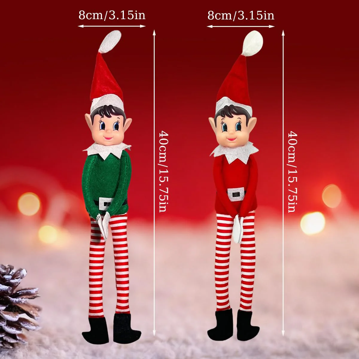 Elves Behavin Badly, 40cm Weihnachtself 2er Set, Biegsame Naughty Elf Junge und Elvie Mädchen, Weihnachtselfen Wichtelpuppe mit Langen Beinen, Vinylkopf, Weichem Körper für Weihnachtsspielzeug - Image 7