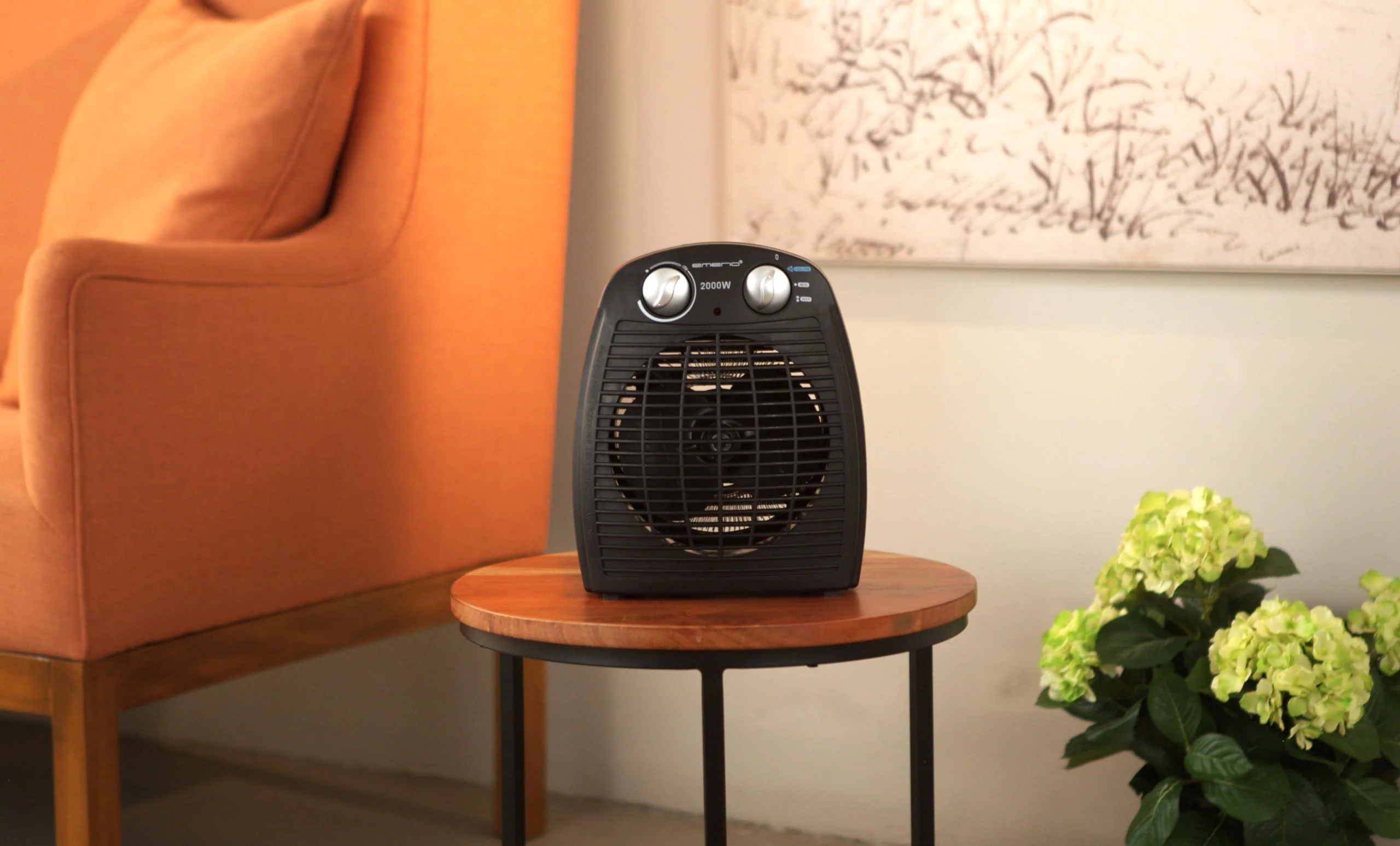 Emerio FH-106737.2, Note 1.5, kleiner kompakter portabler Heizlüfter für 20 m², 2 Heizleistungen + Ventilatorfunktion, verstellbarer Thermostat, Sicherheitsschalter, Handgriff, 2000 Watt, Anthrazit - Image 3