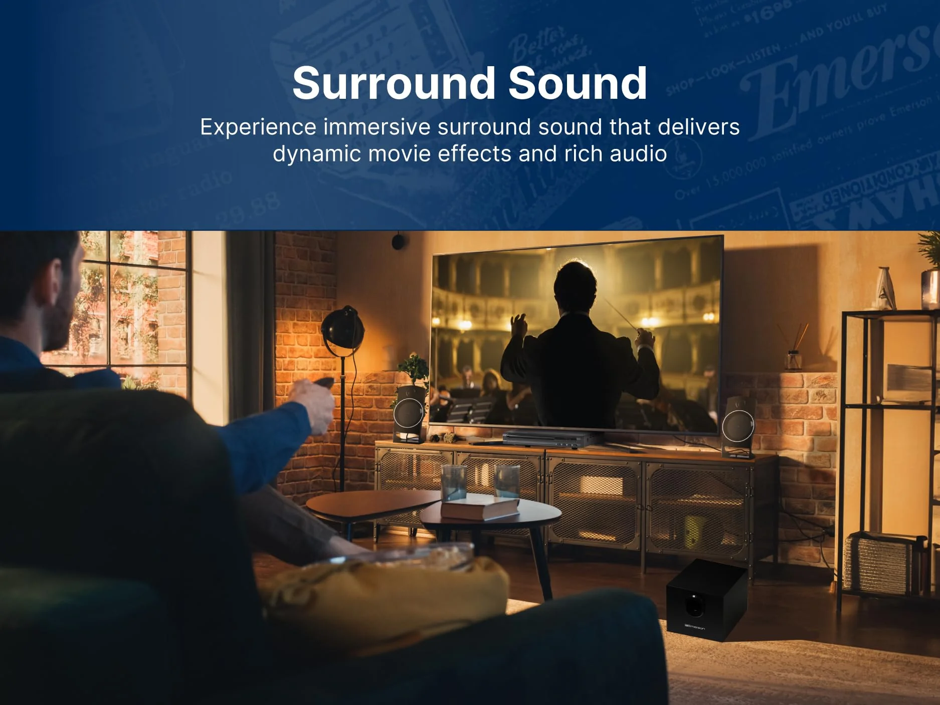 Emerson ED-8050 2.1-Kanal-Heimkino-DVD-Player und Surround-Sound-System mit Subwoofer, HDMI-Ausgang, USB-Wiedergabe und zwei Lautsprechern – ideal für immersives Film- und Musikerlebnis - Image 3
